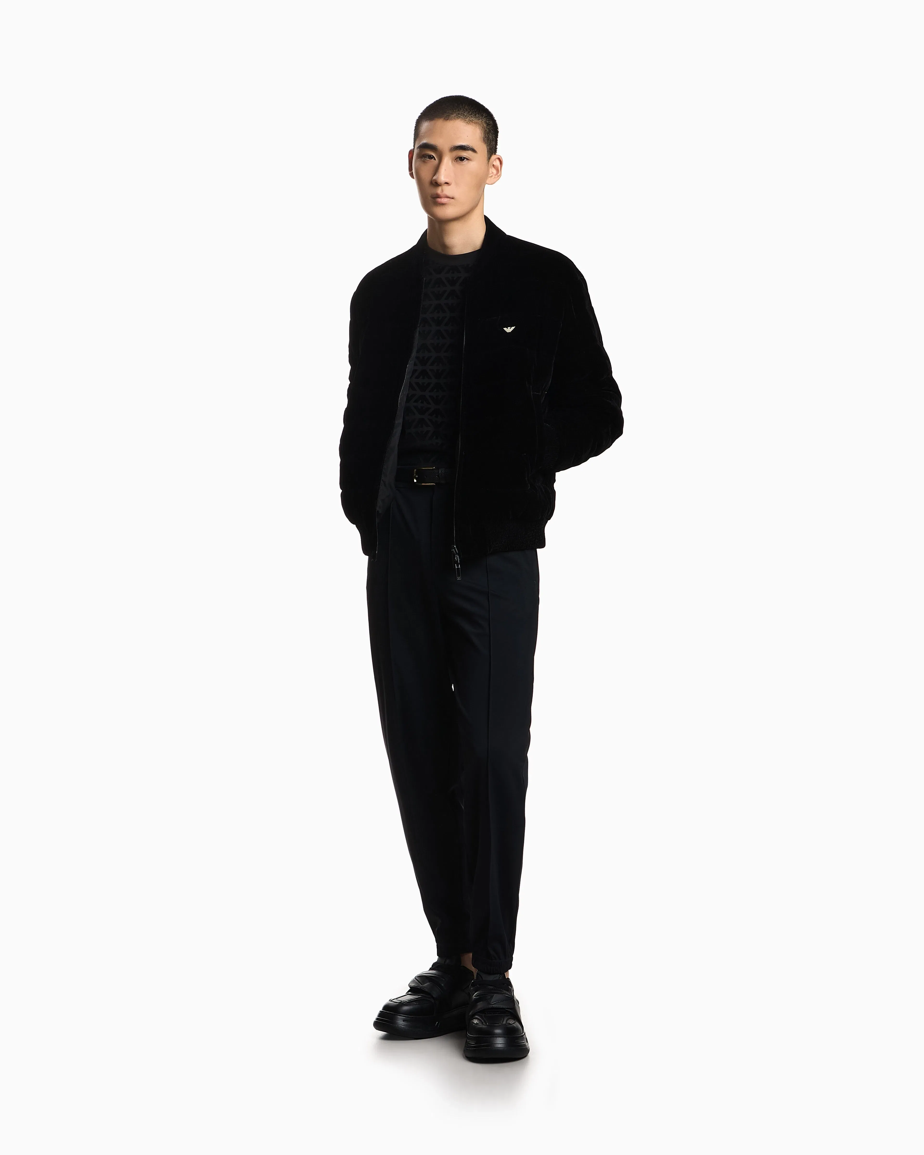 Emporio Armani Stretch-nylon trousers with an elasticated hem
