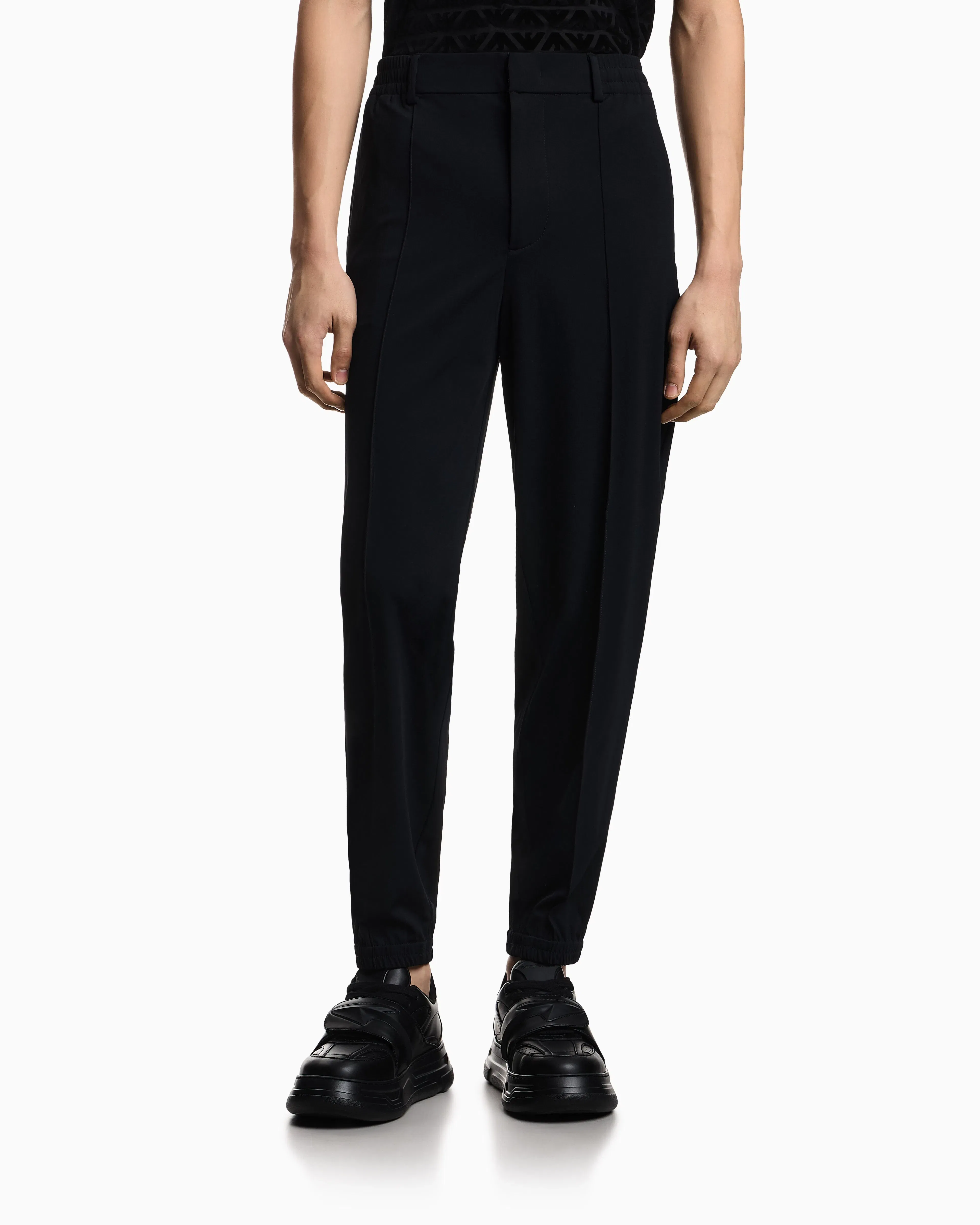 Emporio Armani Stretch-nylon trousers with an elasticated hem