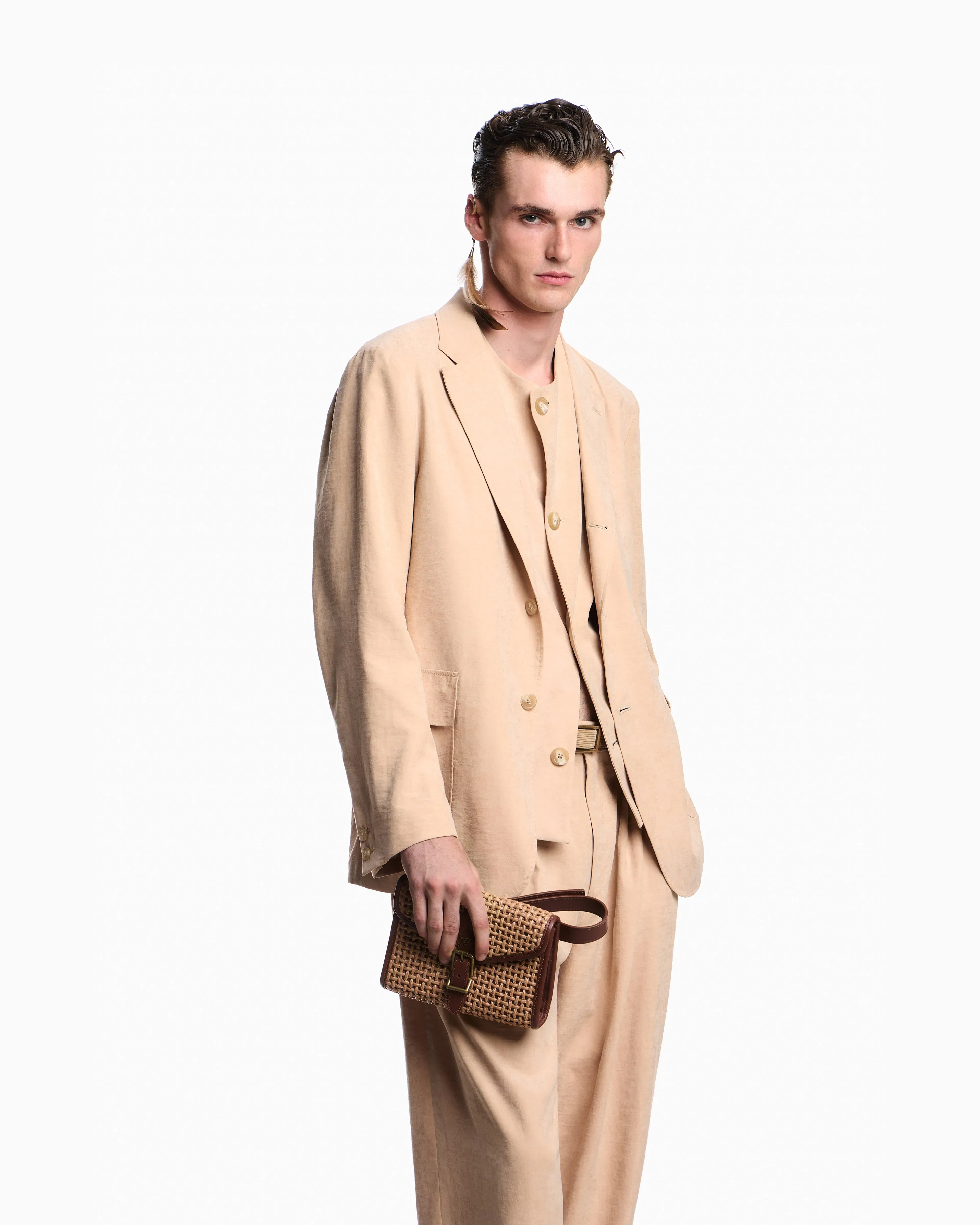 Emporio Armani Single-breasted jacket in cupro-feel twill