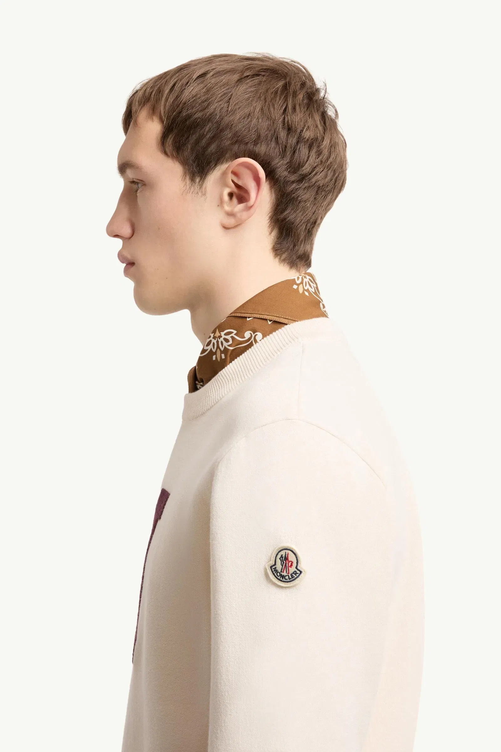 Moncler Monogram Cotton Blend Sweater White Ivory White Ivory