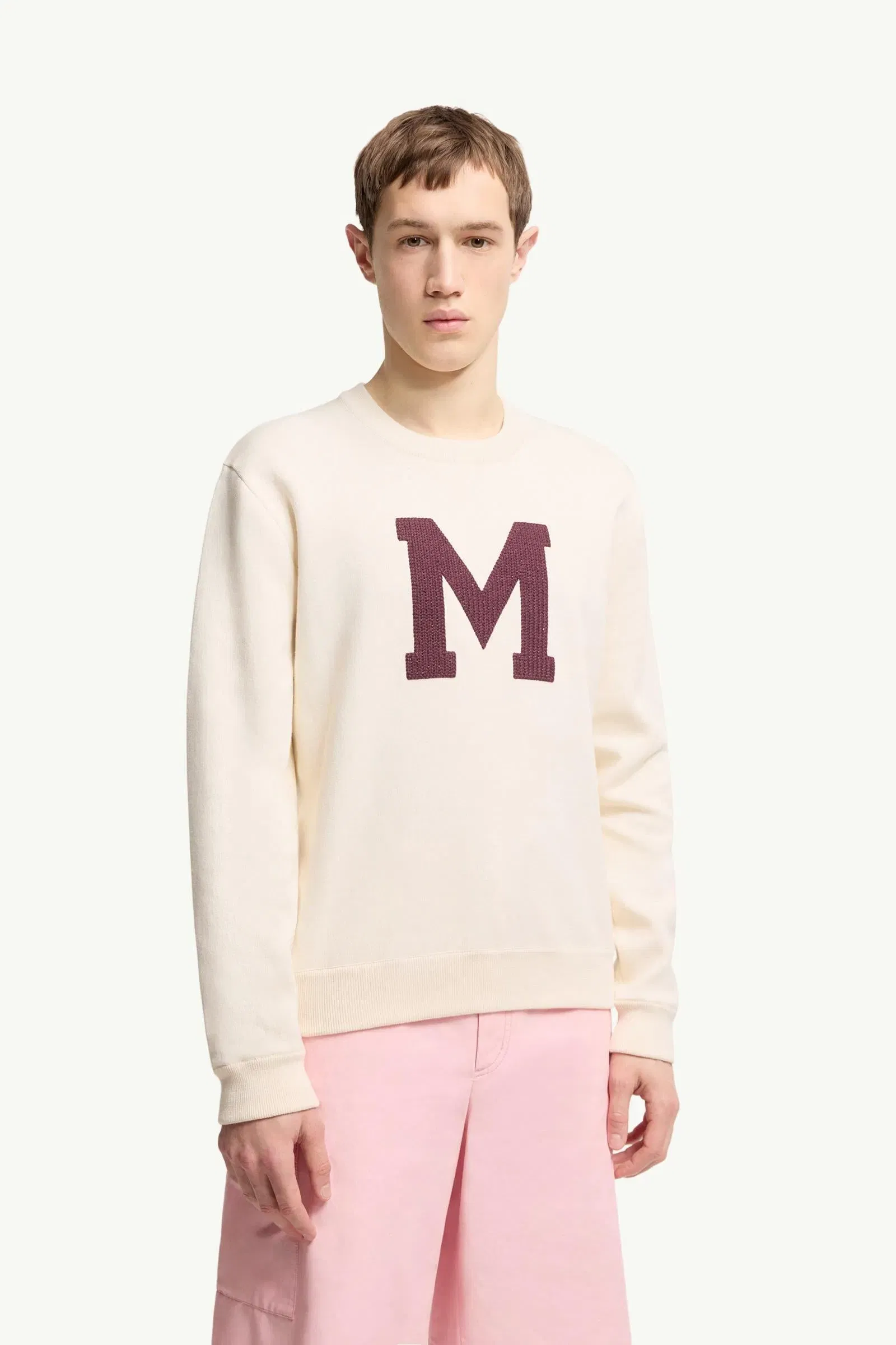 Moncler Monogram Cotton Blend Sweater White Ivory White Ivory
