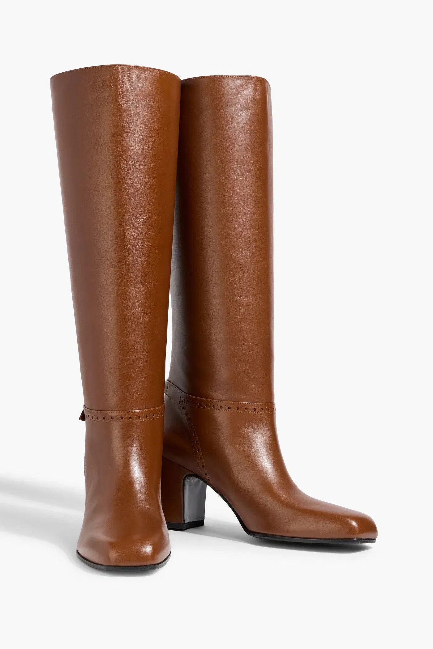 Bally Enilda 75 Leather Knee Boots Light Brown Women's