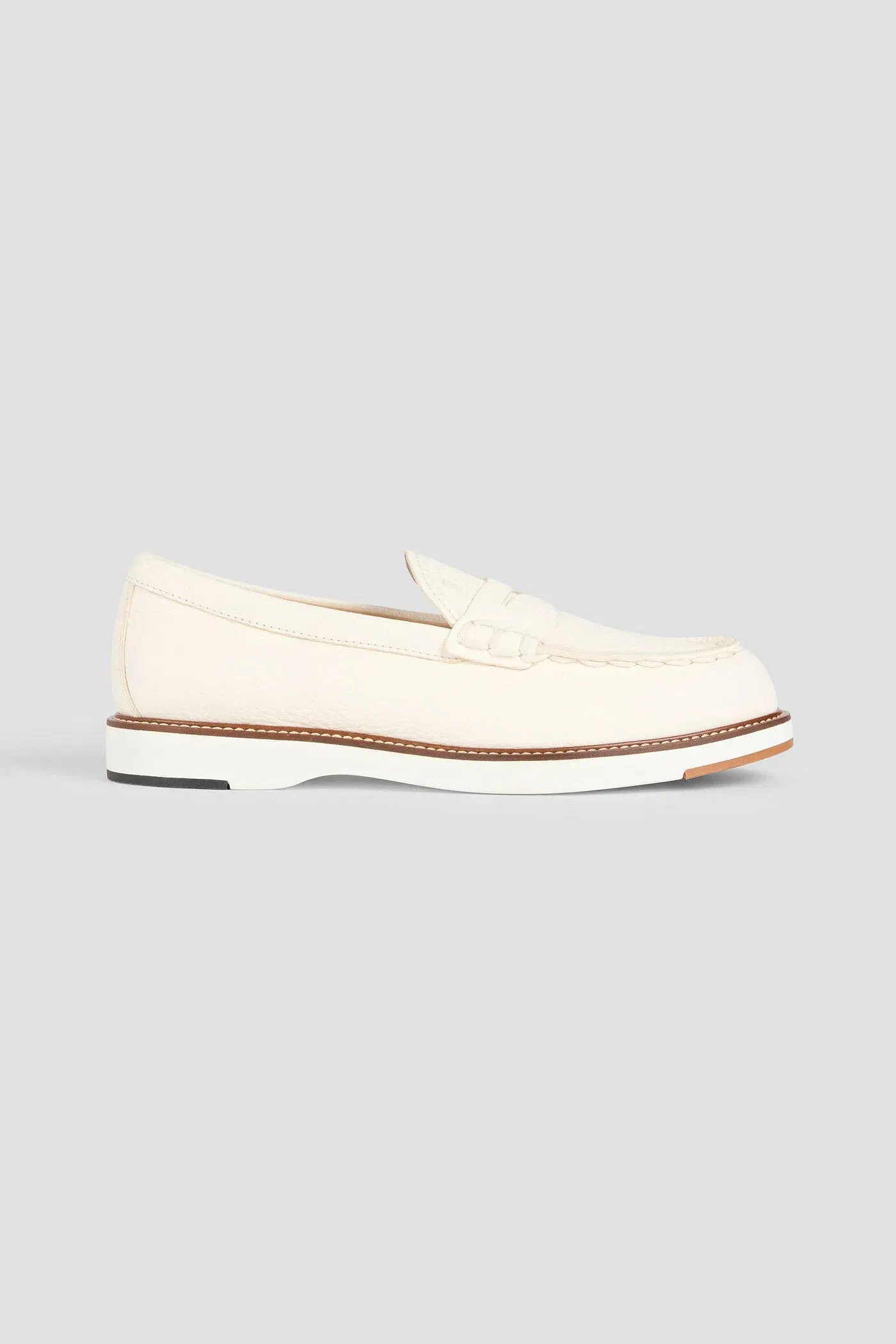 Tod's Pebbled-Leather Boat Shoes Ivory Women's