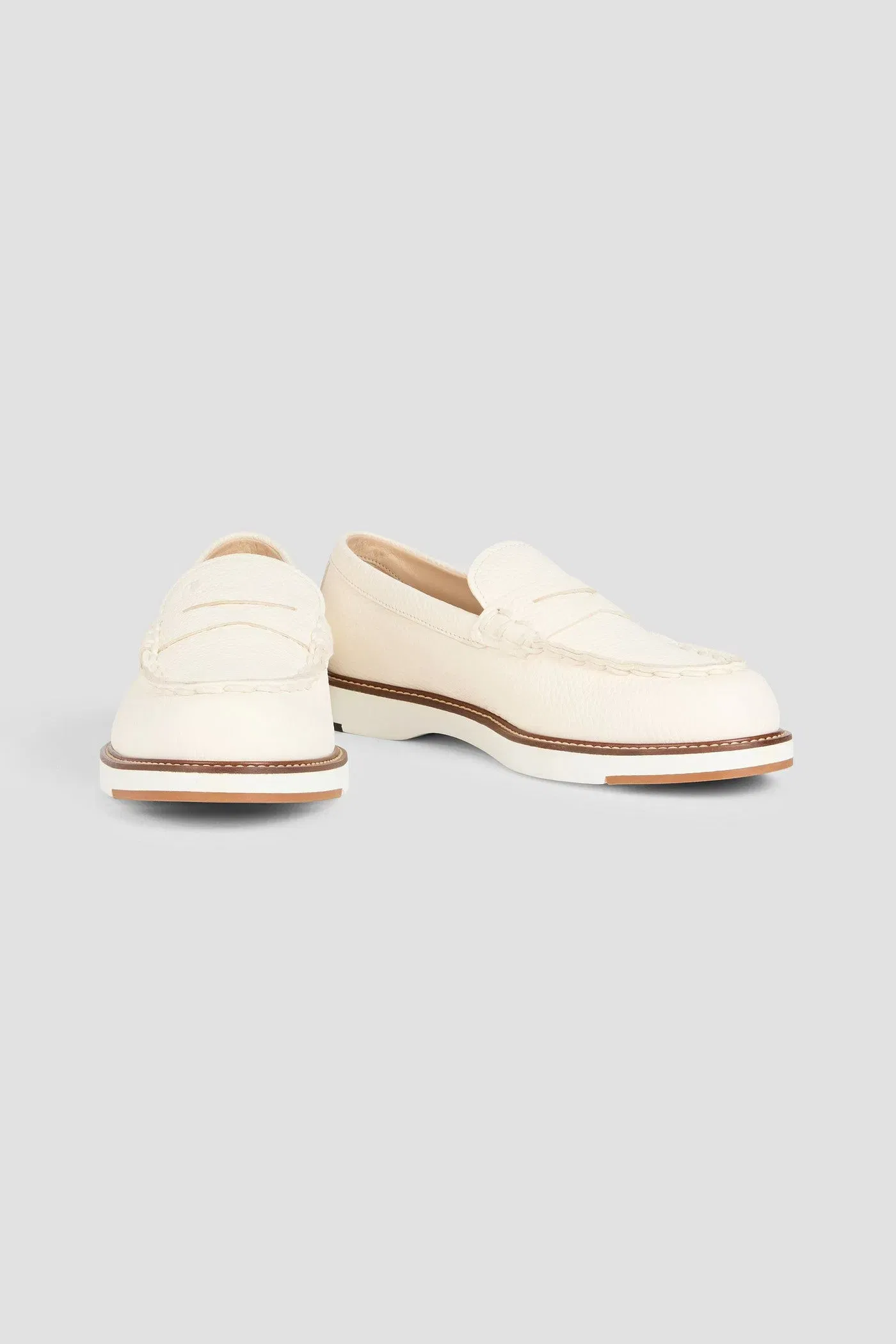 Tod's Pebbled-Leather Boat Shoes Ivory Women's