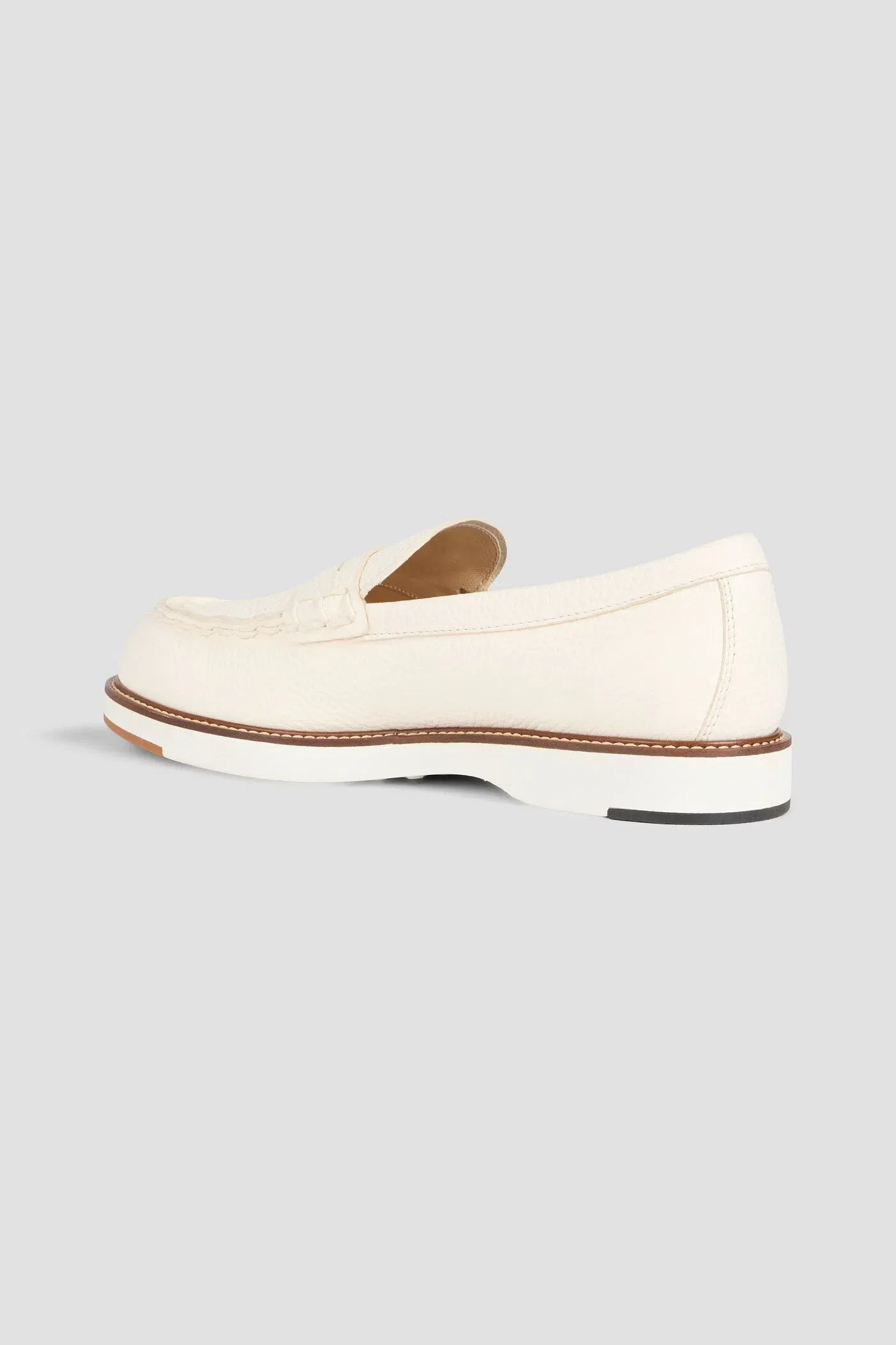 Tod's Pebbled-Leather Boat Shoes Ivory Women's