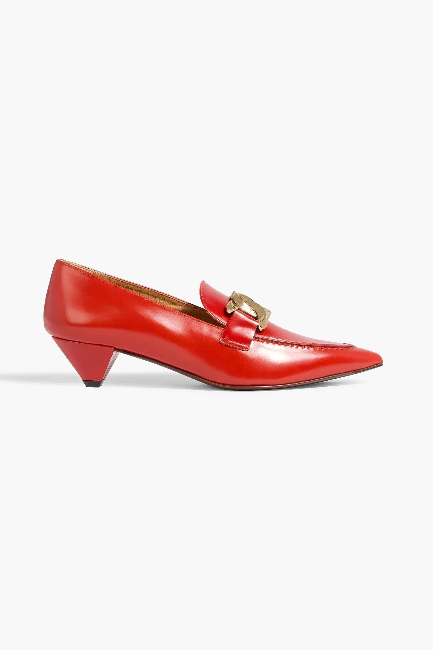 Tod's Chain-Embellished Leather Pumps Tomato Red Women's