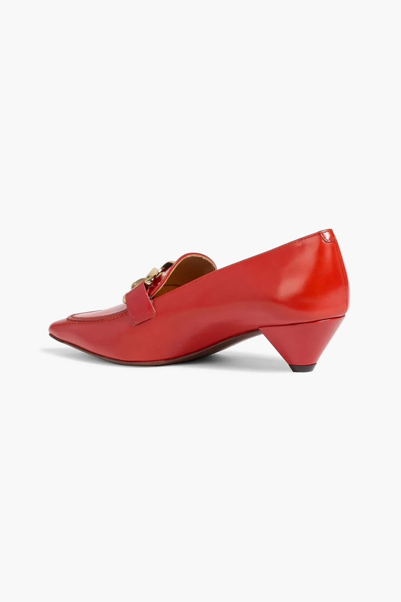 Tod's Chain-Embellished Leather Pumps Tomato Red Women's