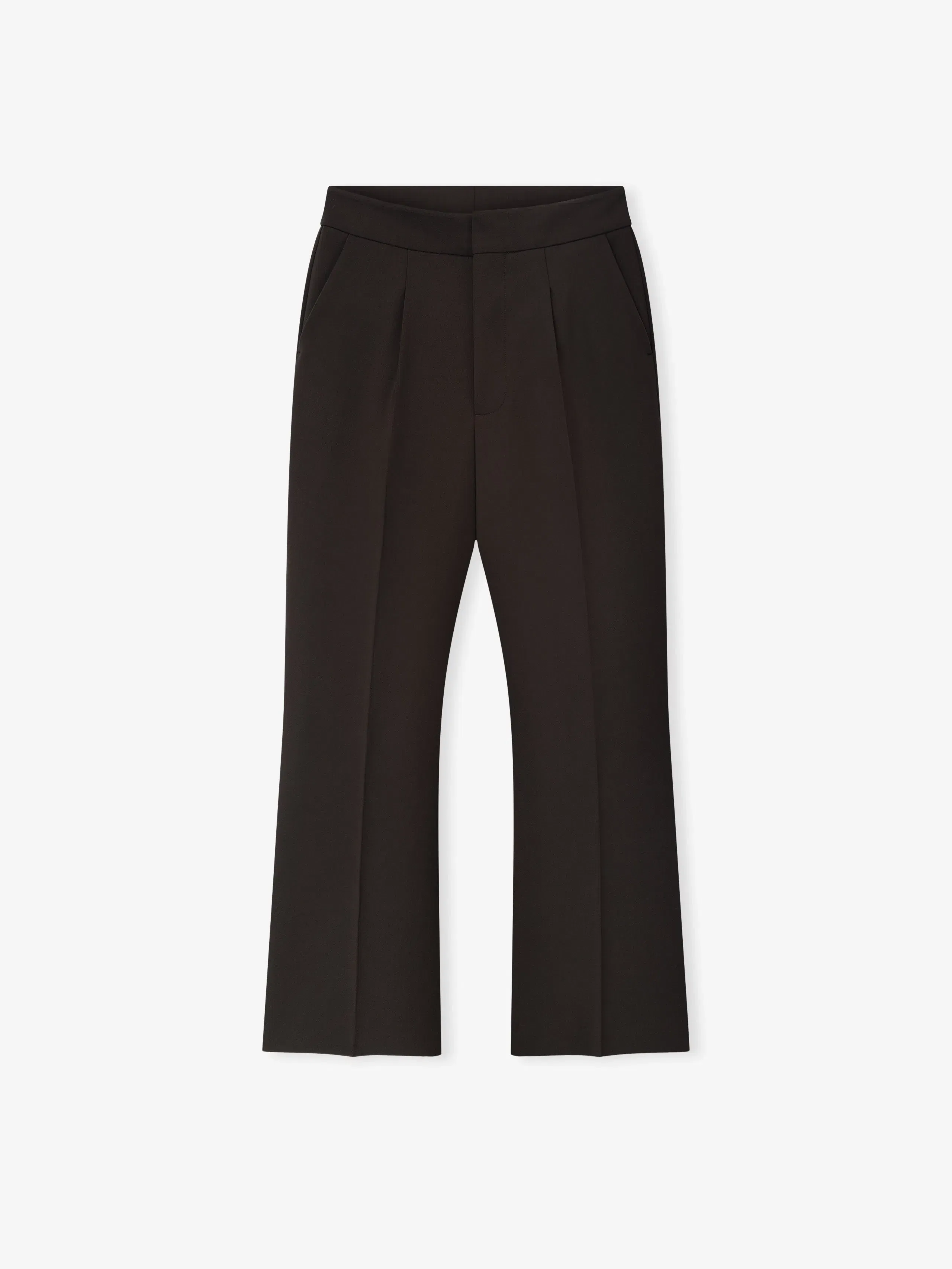 Essentials Double Weave Wool Tailored Flared Pants Brown