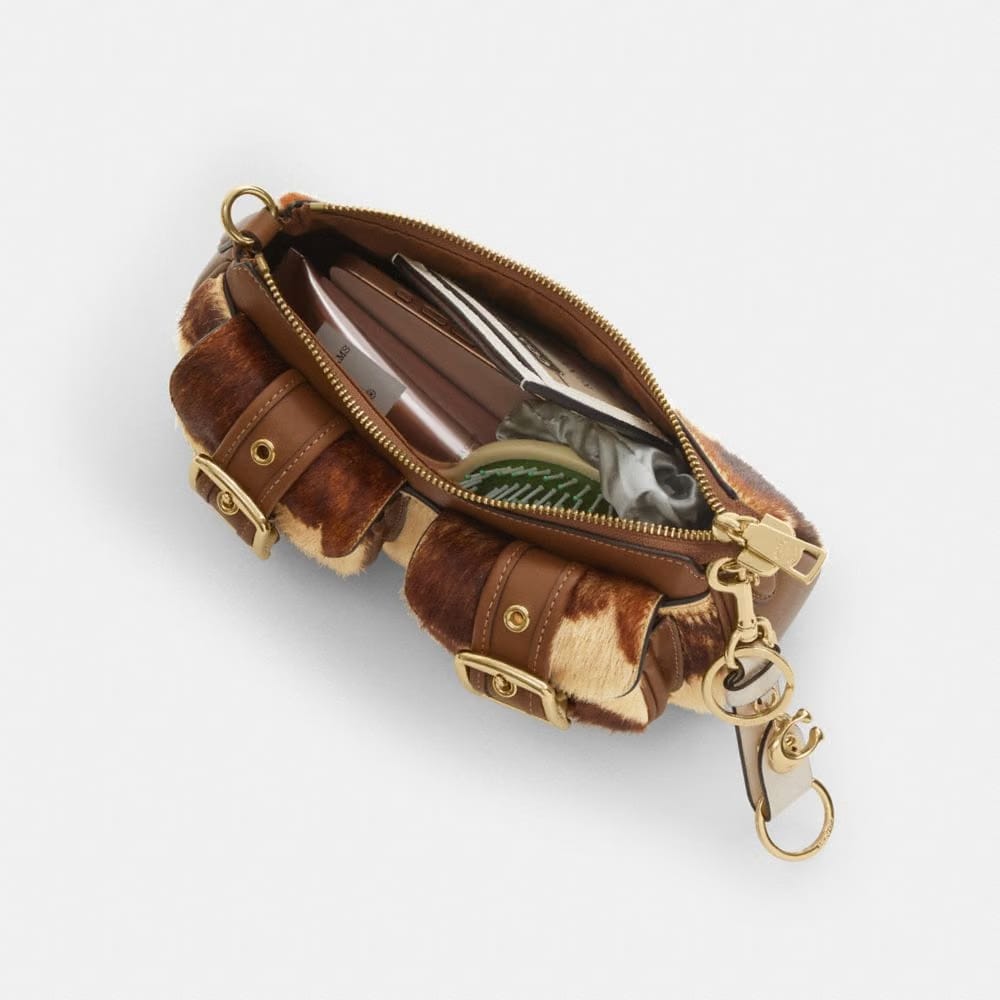 Coach Ashton Shoulder Bag In Haircalf With Cow Print Gold Cow Multi