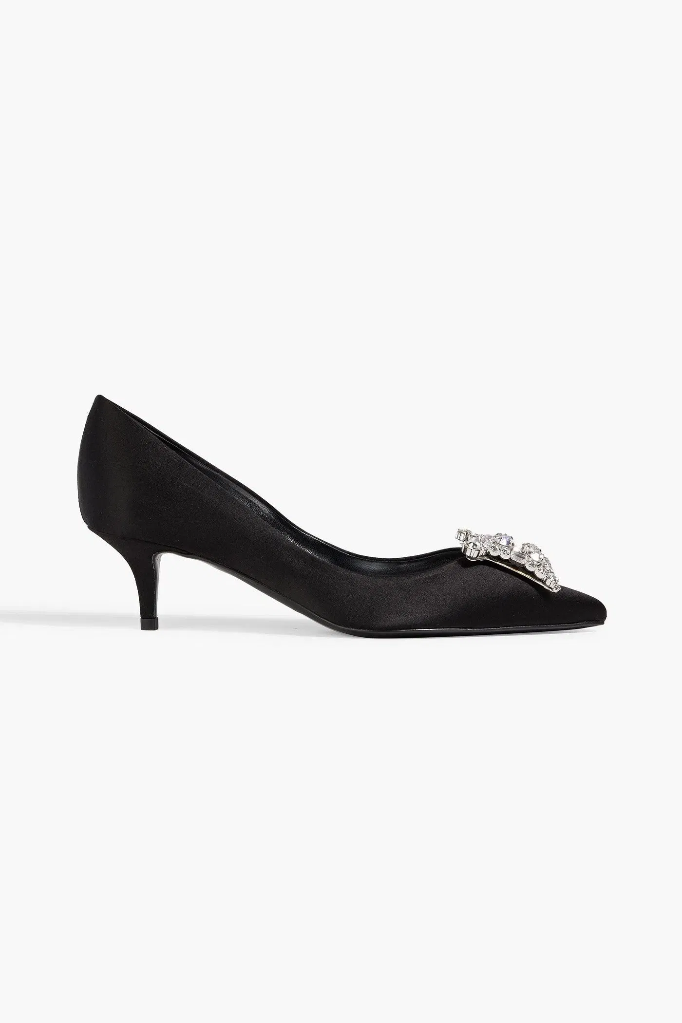 Roger Vivier Decollete King Crystal-Embellished Satin Pumps Black Women's