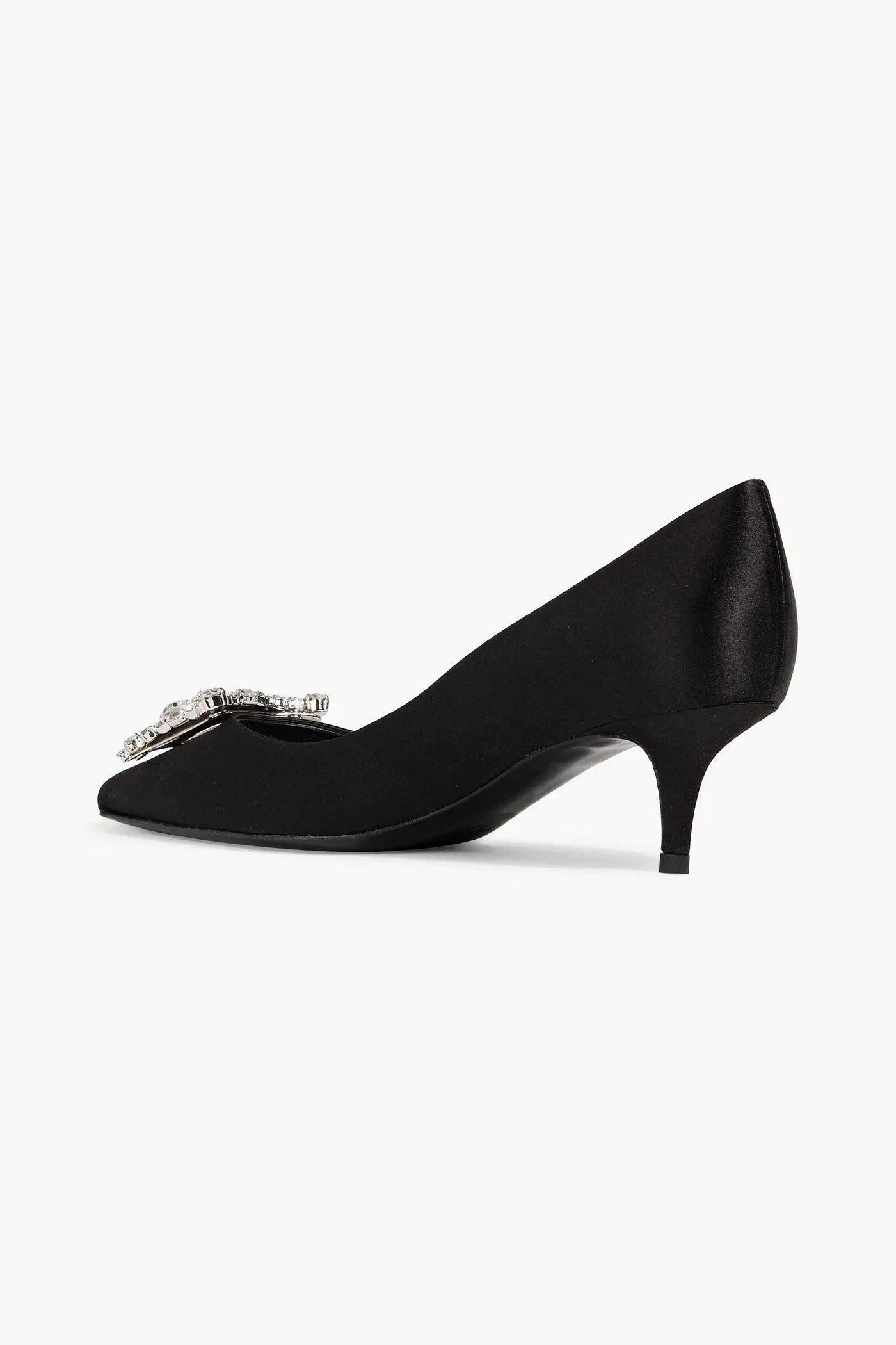 Roger Vivier Decollete King Crystal-Embellished Satin Pumps Black Women's