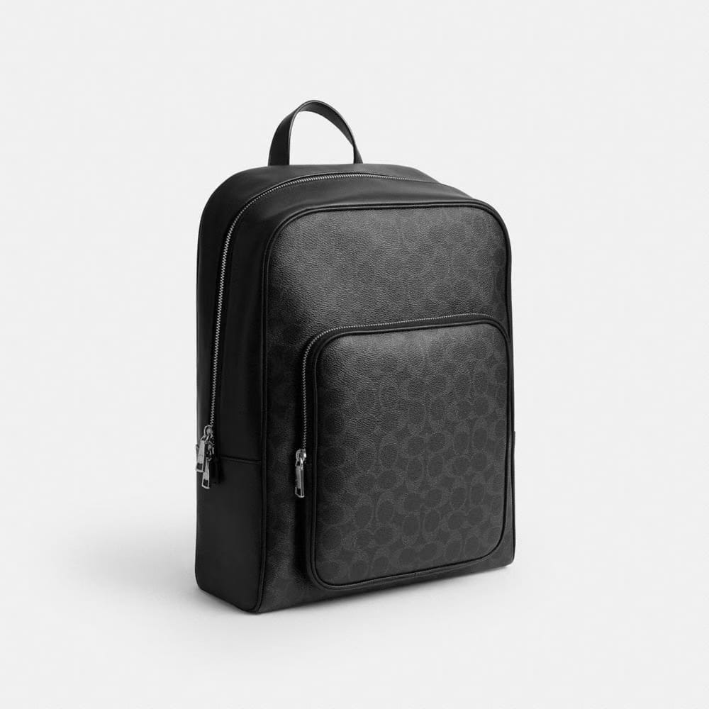 Coach Aiden Backpack In Signature Canvas Silver Black Signature