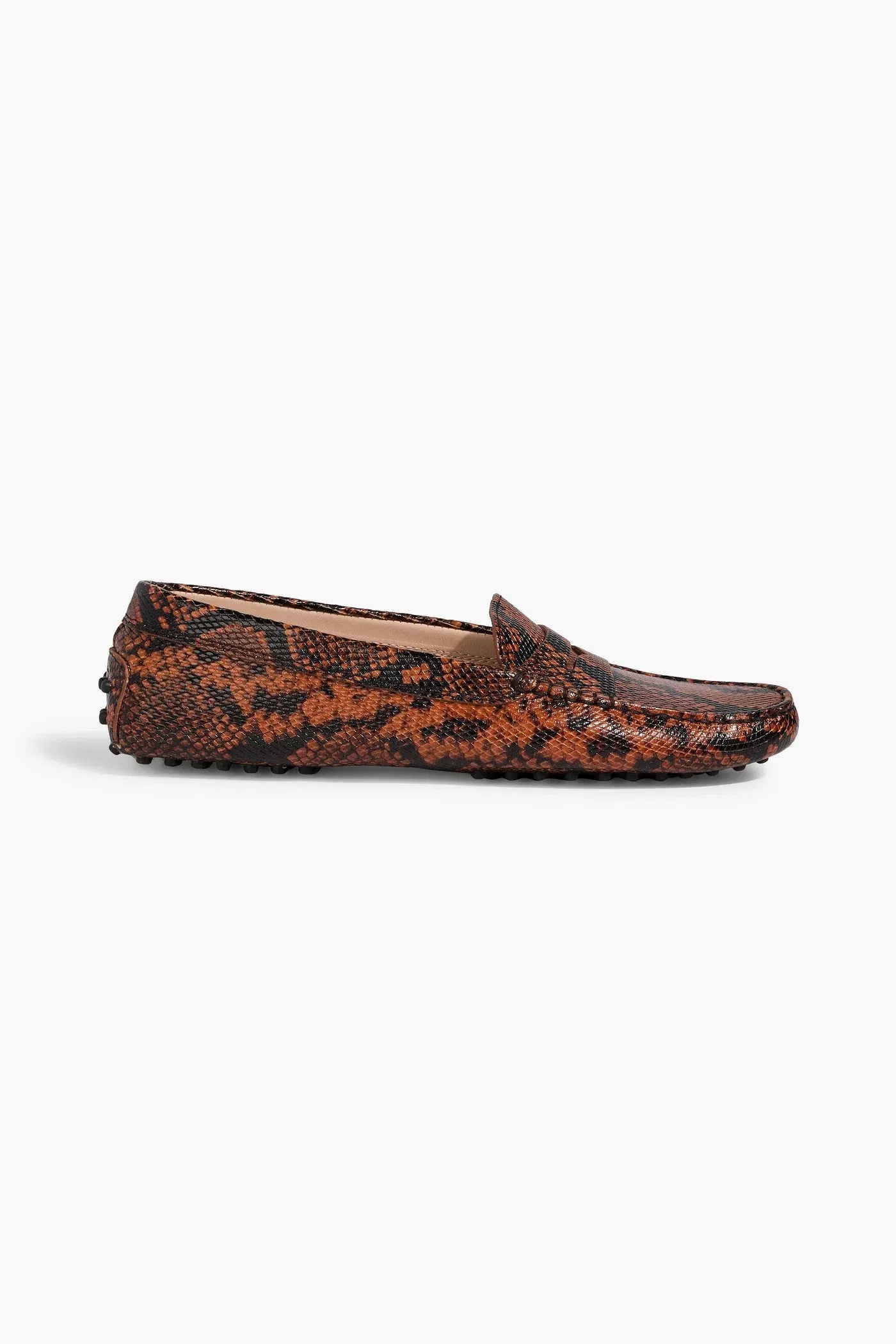 Tod's Gommino Snake-Effect Leather Loafers Tan Women's