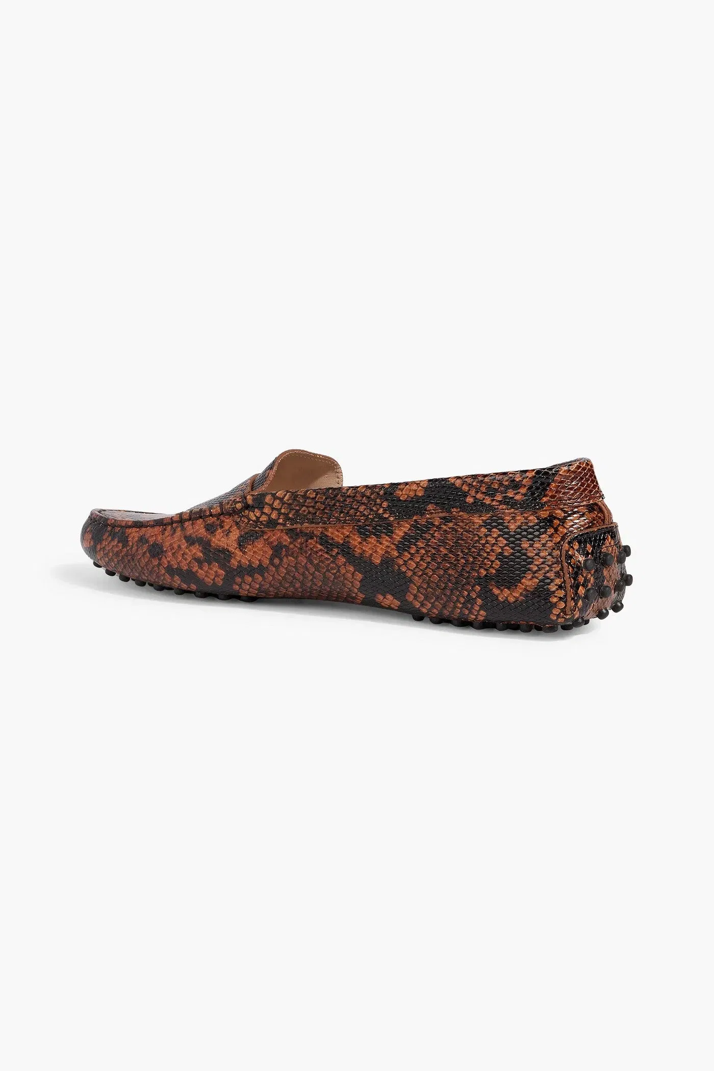 Tod's Gommino Snake-Effect Leather Loafers Tan Women's