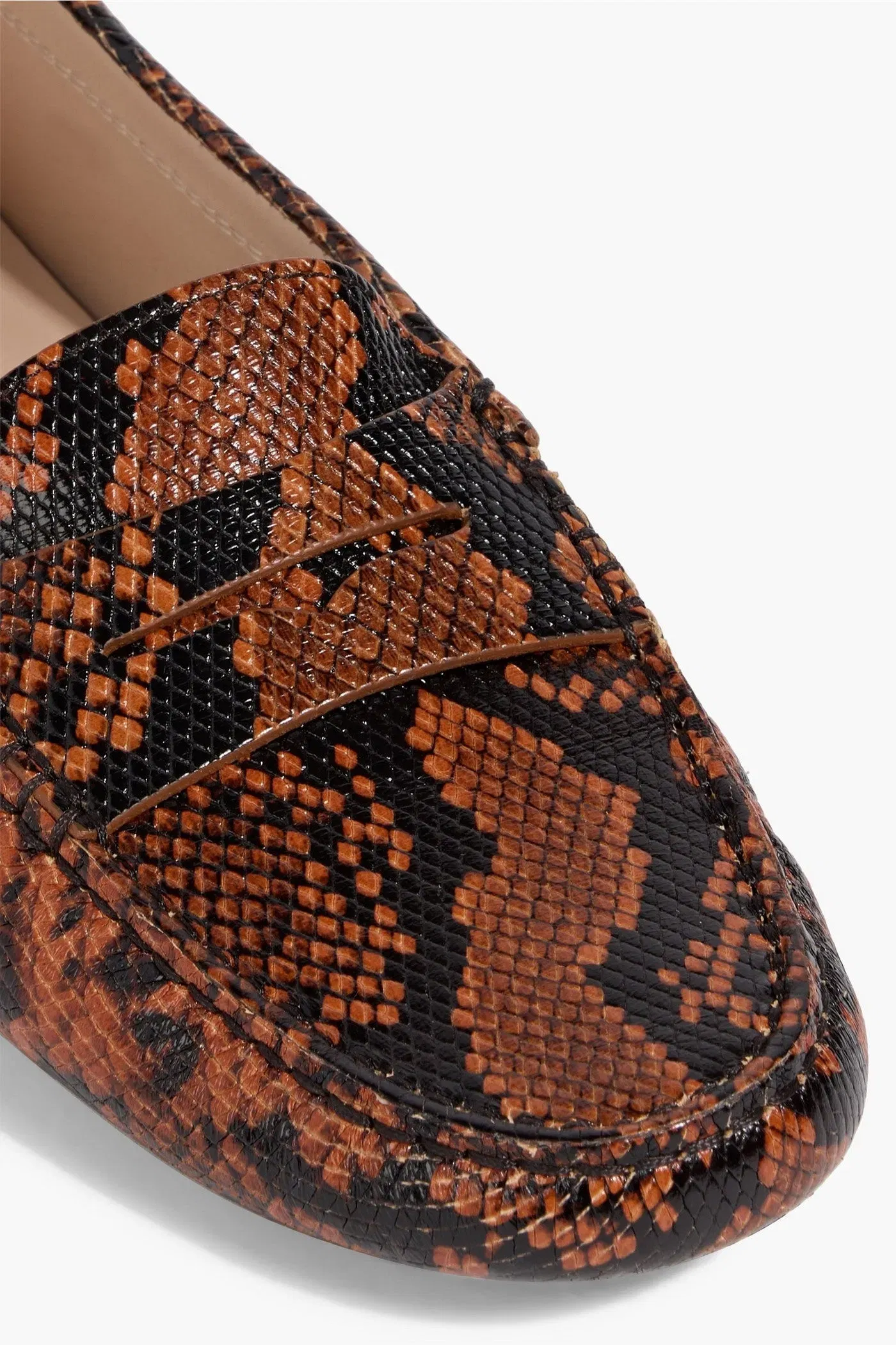 Tod's Gommino Snake-Effect Leather Loafers Tan Women's