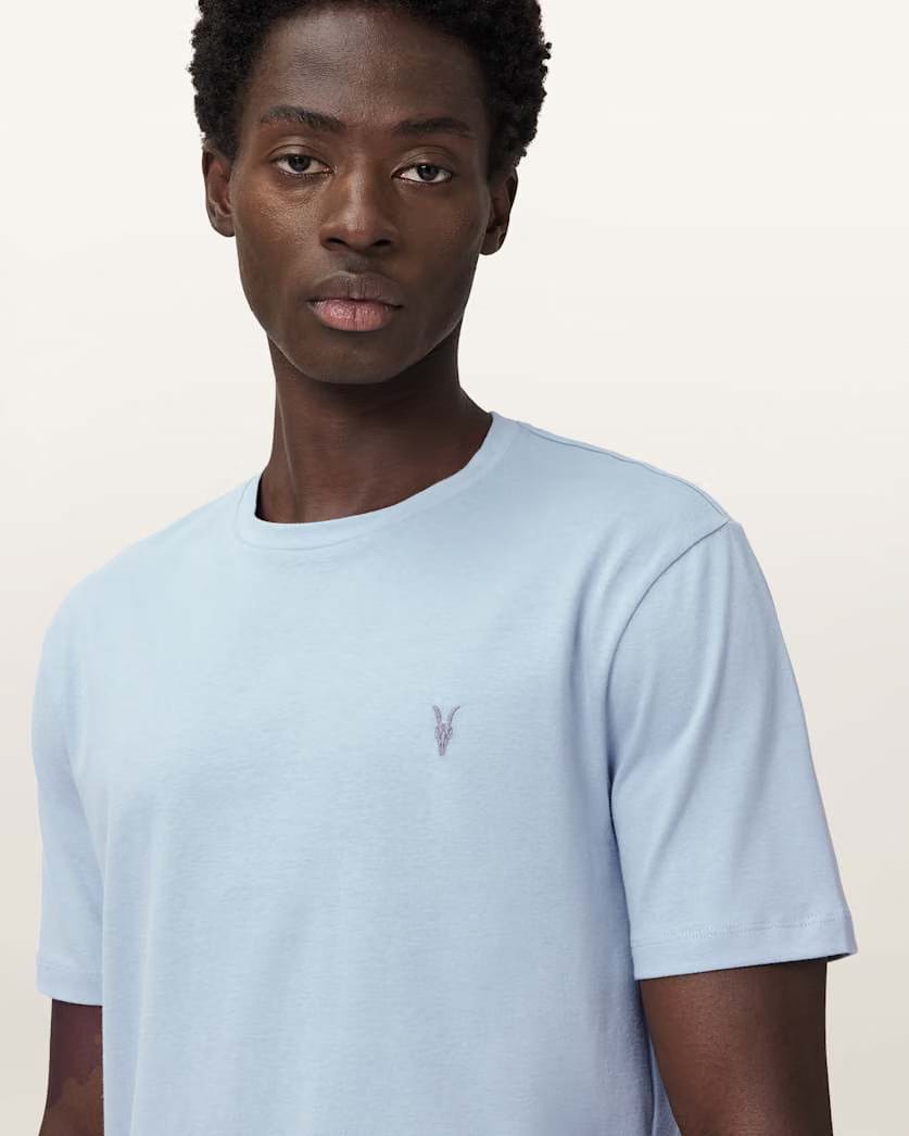 AllSaints Brace Ramskull Crew Neck T Shirt Spinel Blue