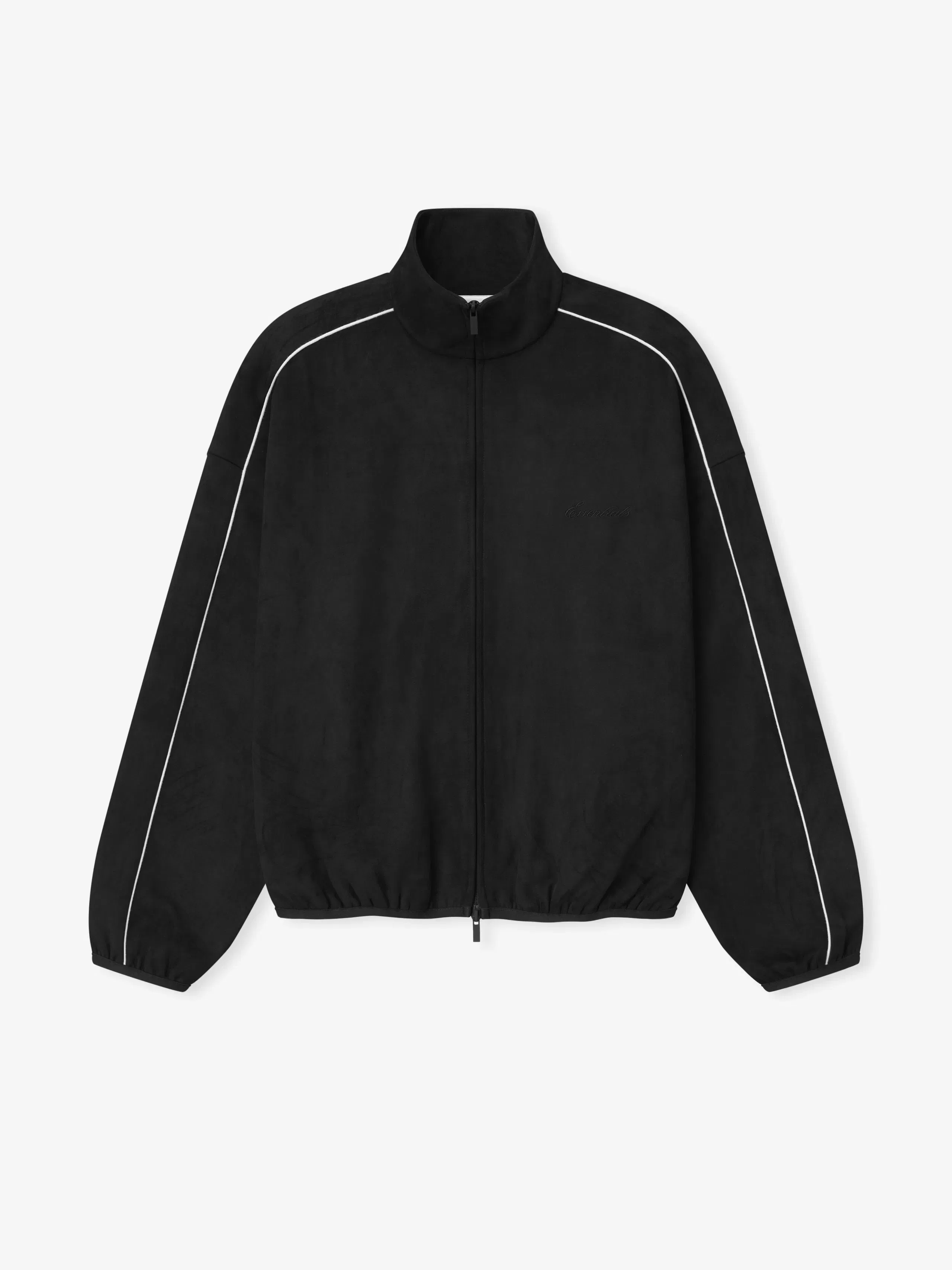Essentials Suede Fleece Signature Modern Track Jacket Vintage Black
