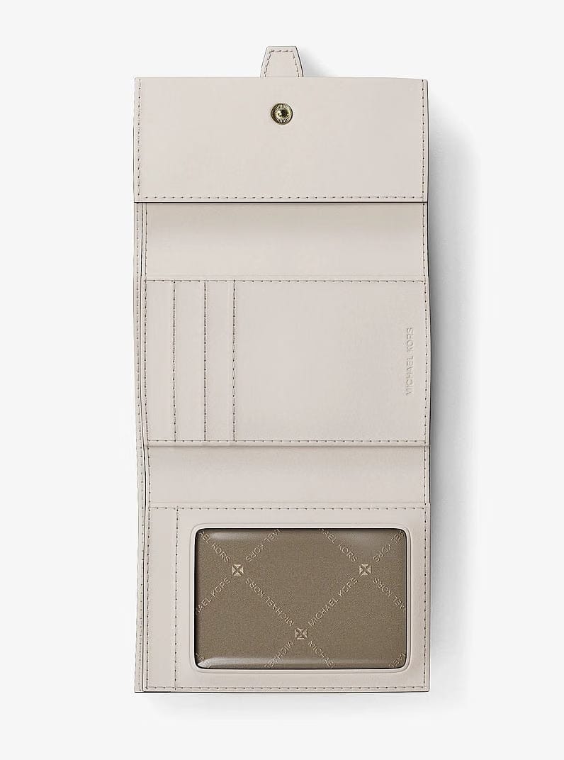 Michael Kors Greenwich Medium Saffiano Leather Trifold Wallet Lt Cream