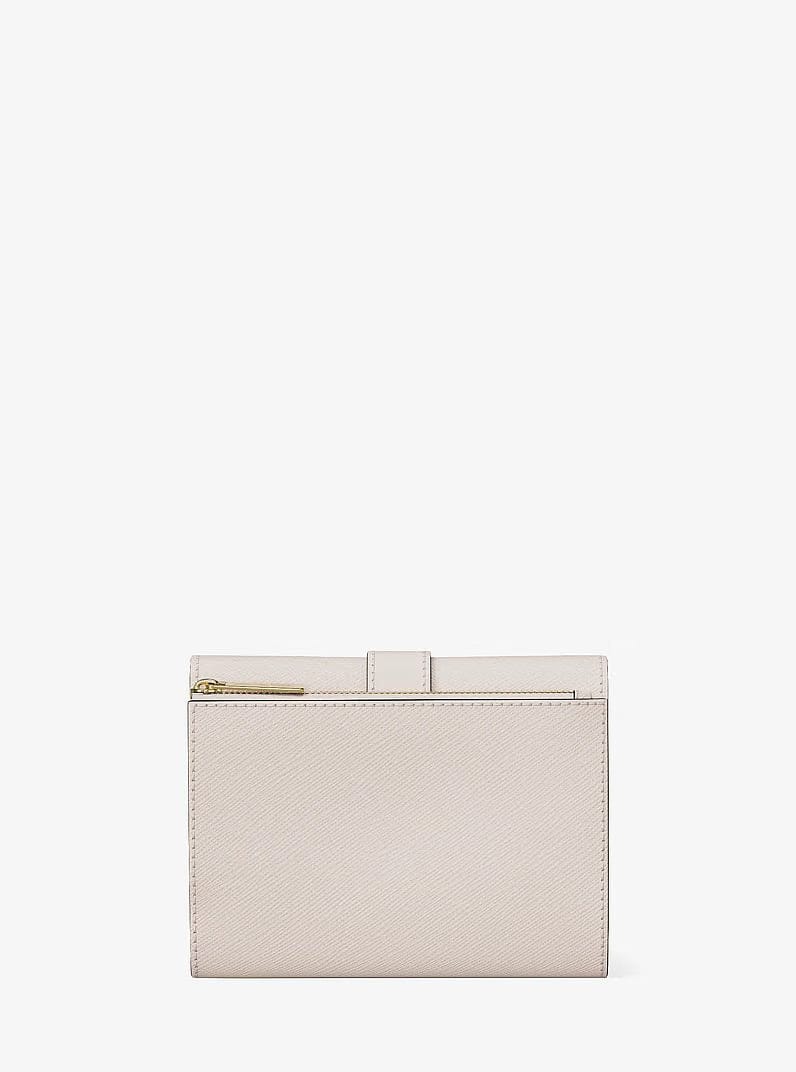 Michael Kors Greenwich Medium Saffiano Leather Trifold Wallet Lt Cream