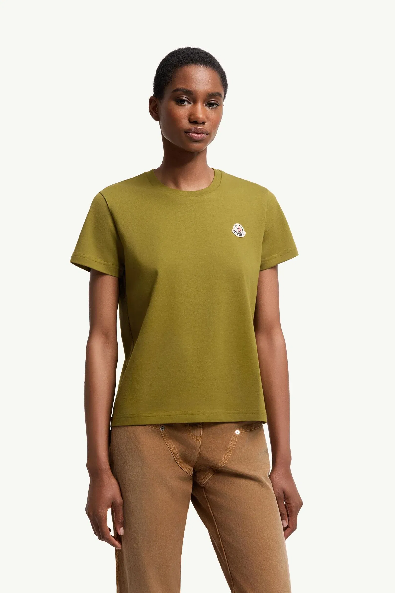 Moncler Logo Patch Cotton T-Shirt (Pack Of Three) White & Olive Green & Pink White & Olive Green & Pink