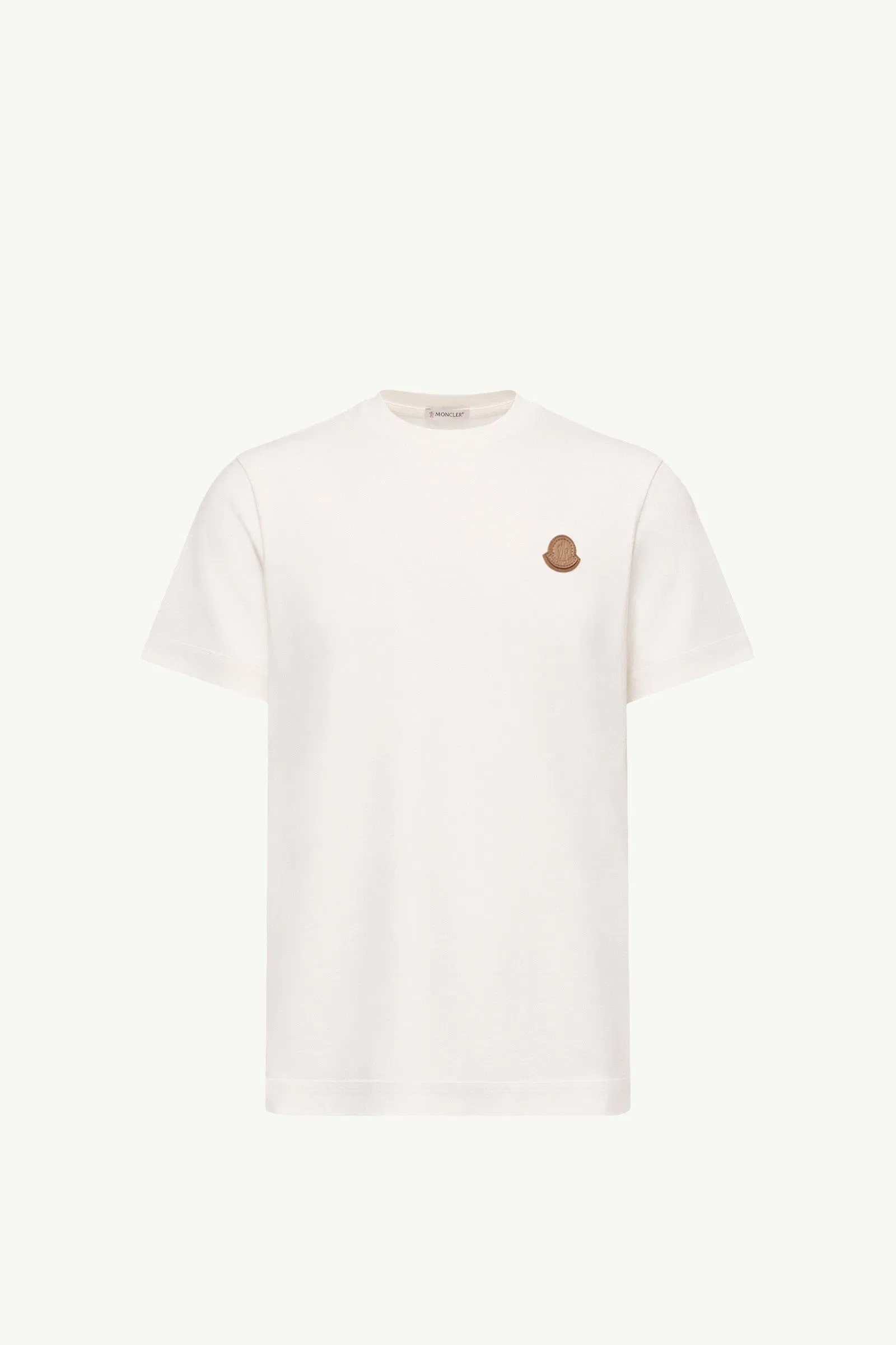 Moncler Double Leather Logo Cotton T-Shirt White White