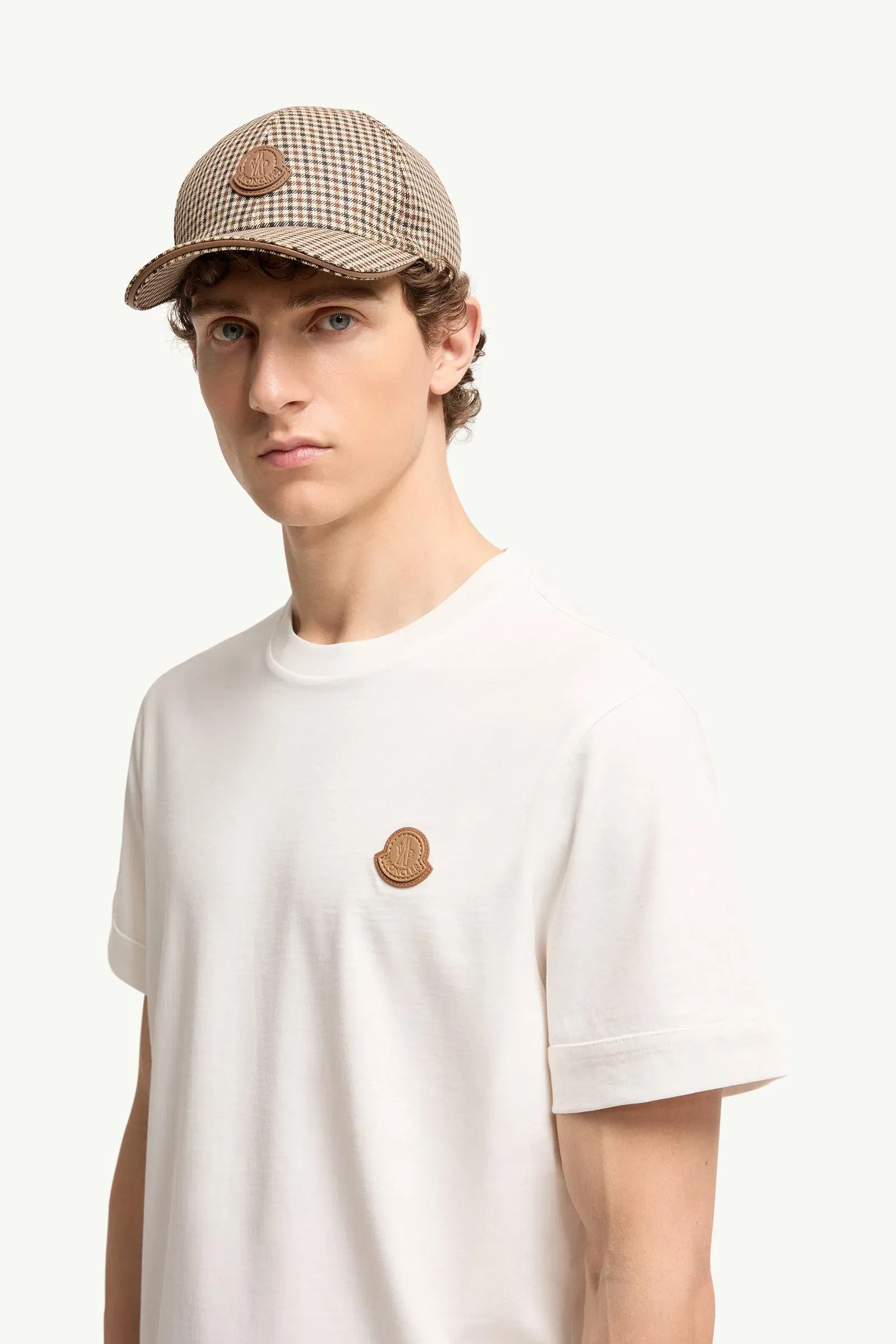Moncler Double Leather Logo Cotton T-Shirt White White