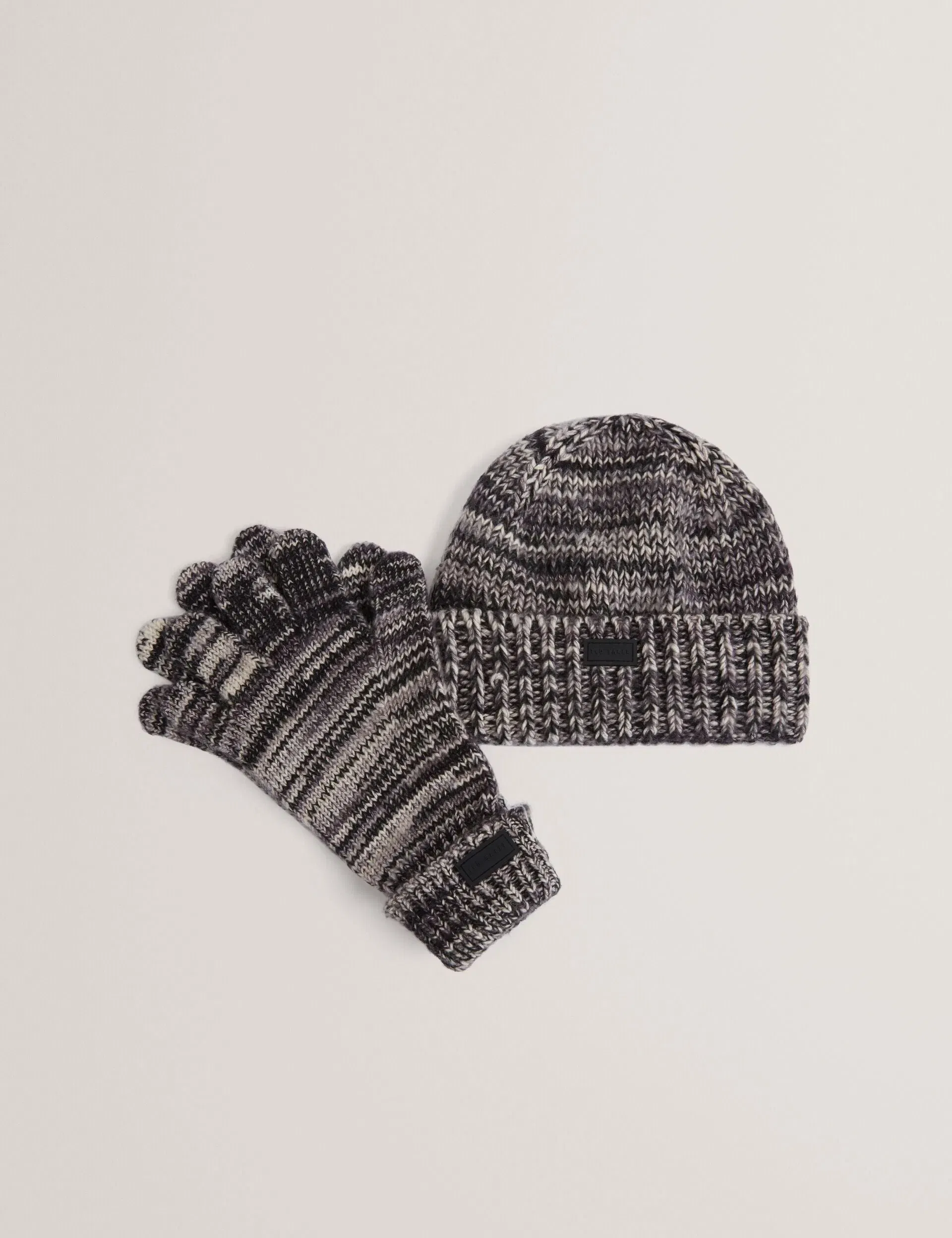 Ted Baker Scoty Marled Knit Beanie Hat Gloves Set