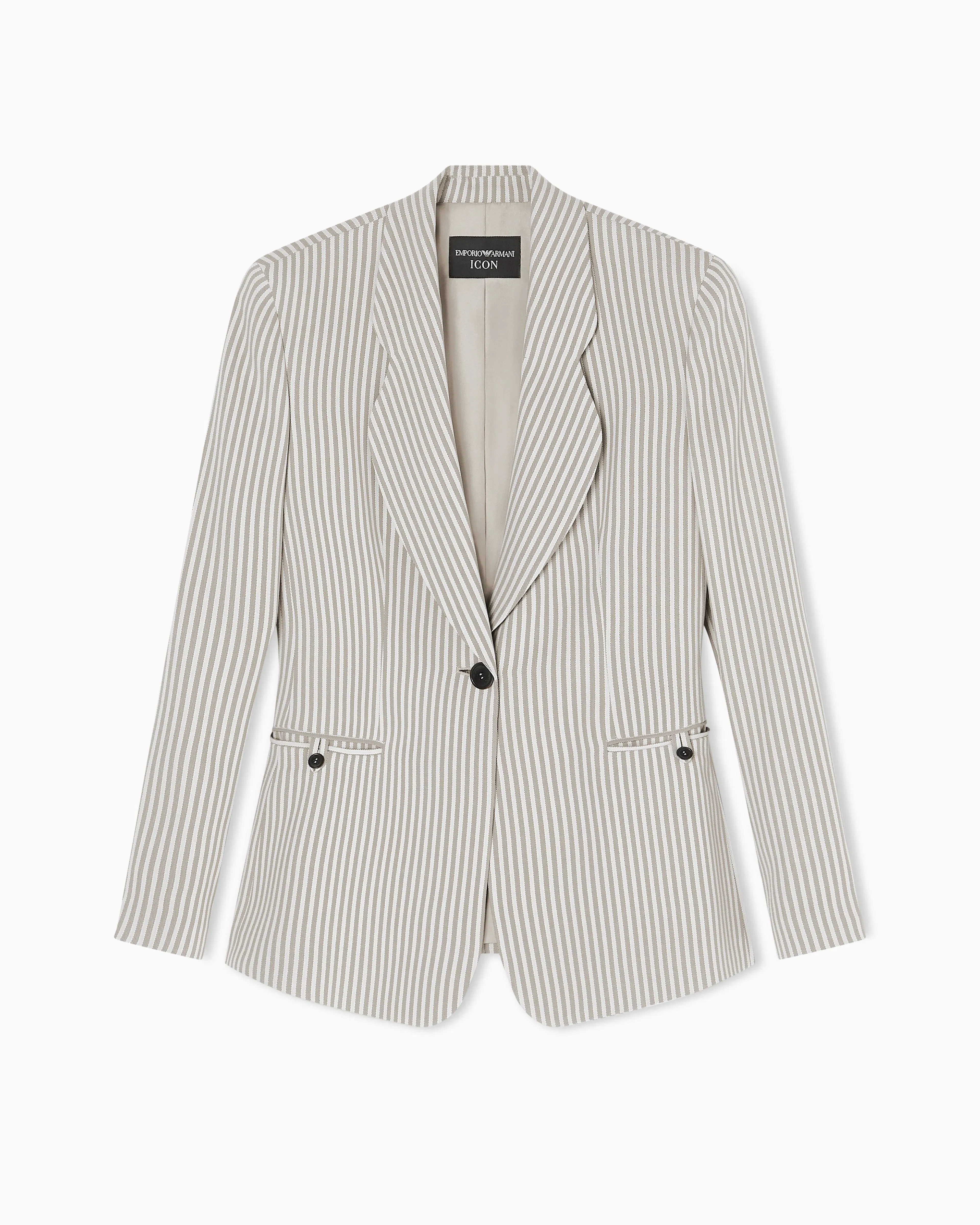 Emporio Armani Icon single-breasted jacket in striped fluid crêpe
