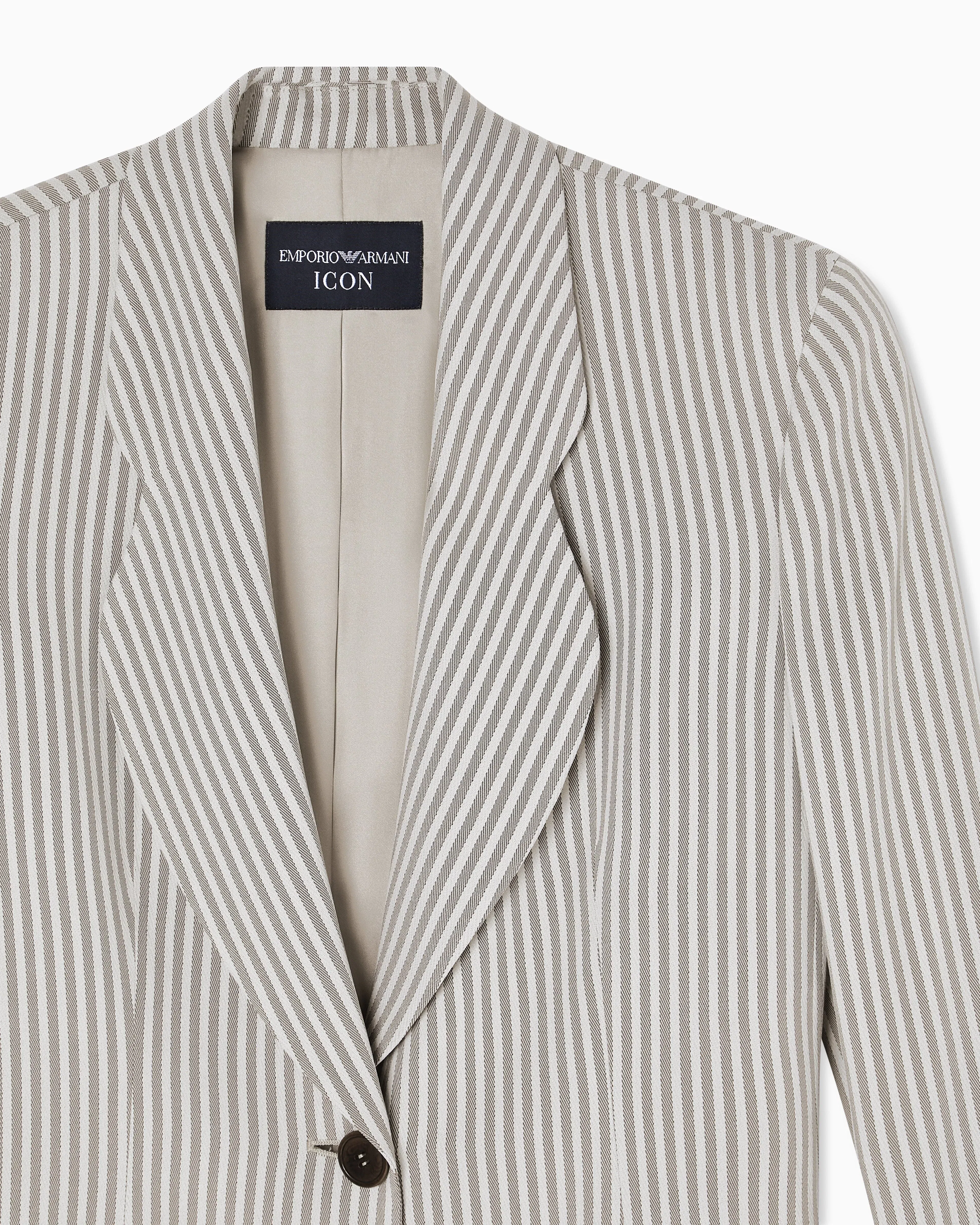 Emporio Armani Icon single-breasted jacket in striped fluid crêpe