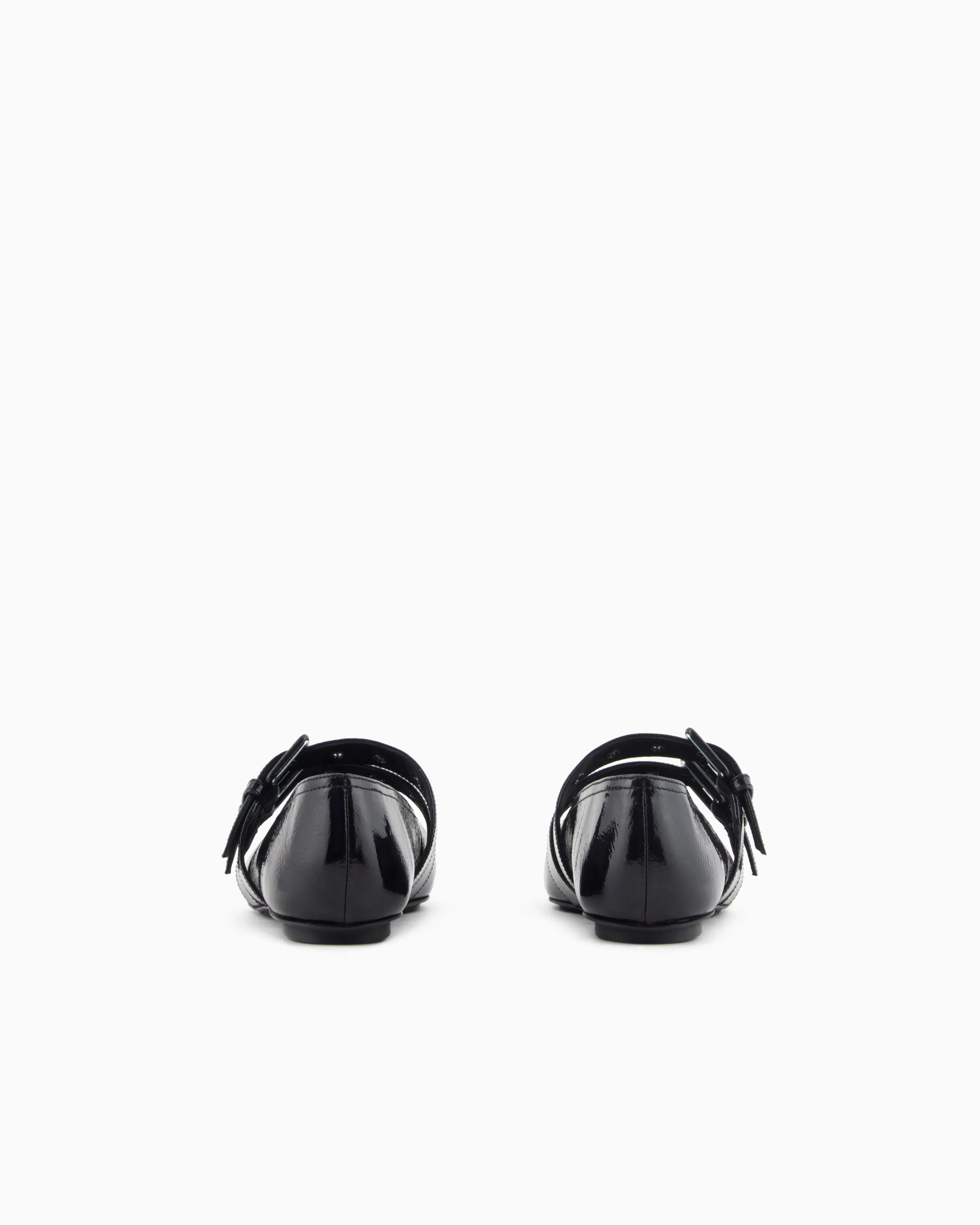 Emporio Armani Patent Leather Ballerinas With Double Strap Black