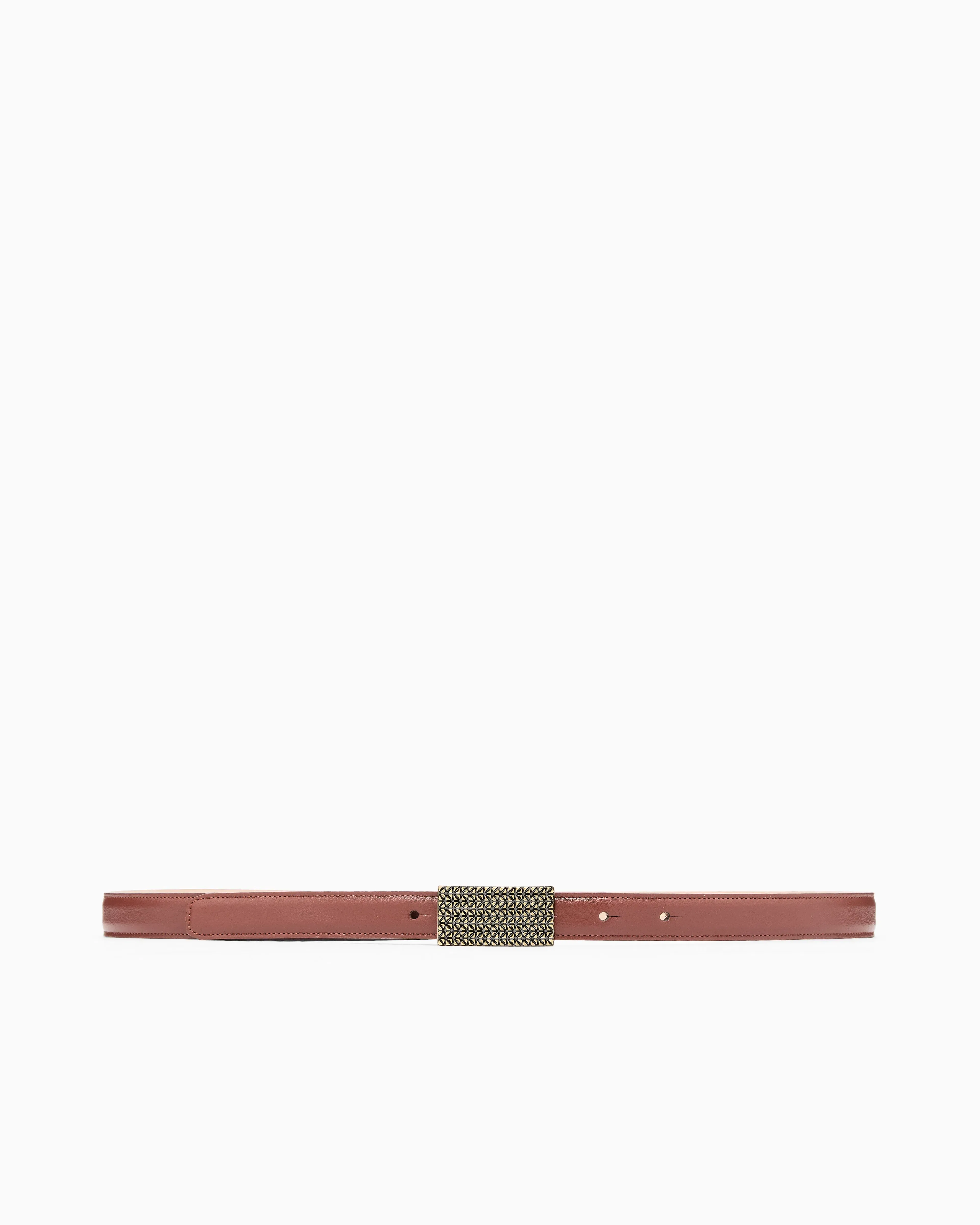 Emporio Armani Smooth leather belt with 3D patterned plate