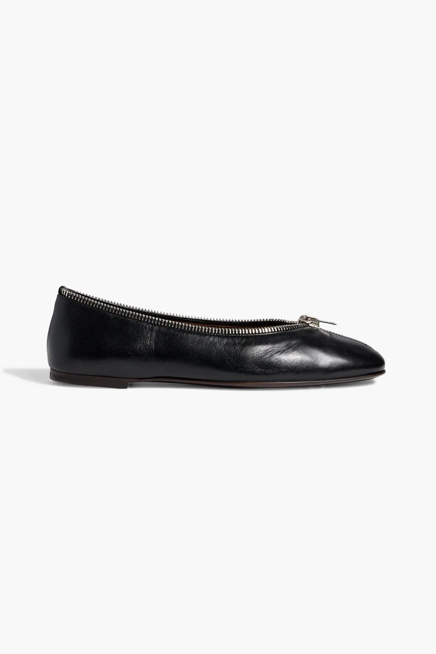 Giuseppe Zanotti Amanda Zip-Detailed Leather Ballet Flats Black Women's
