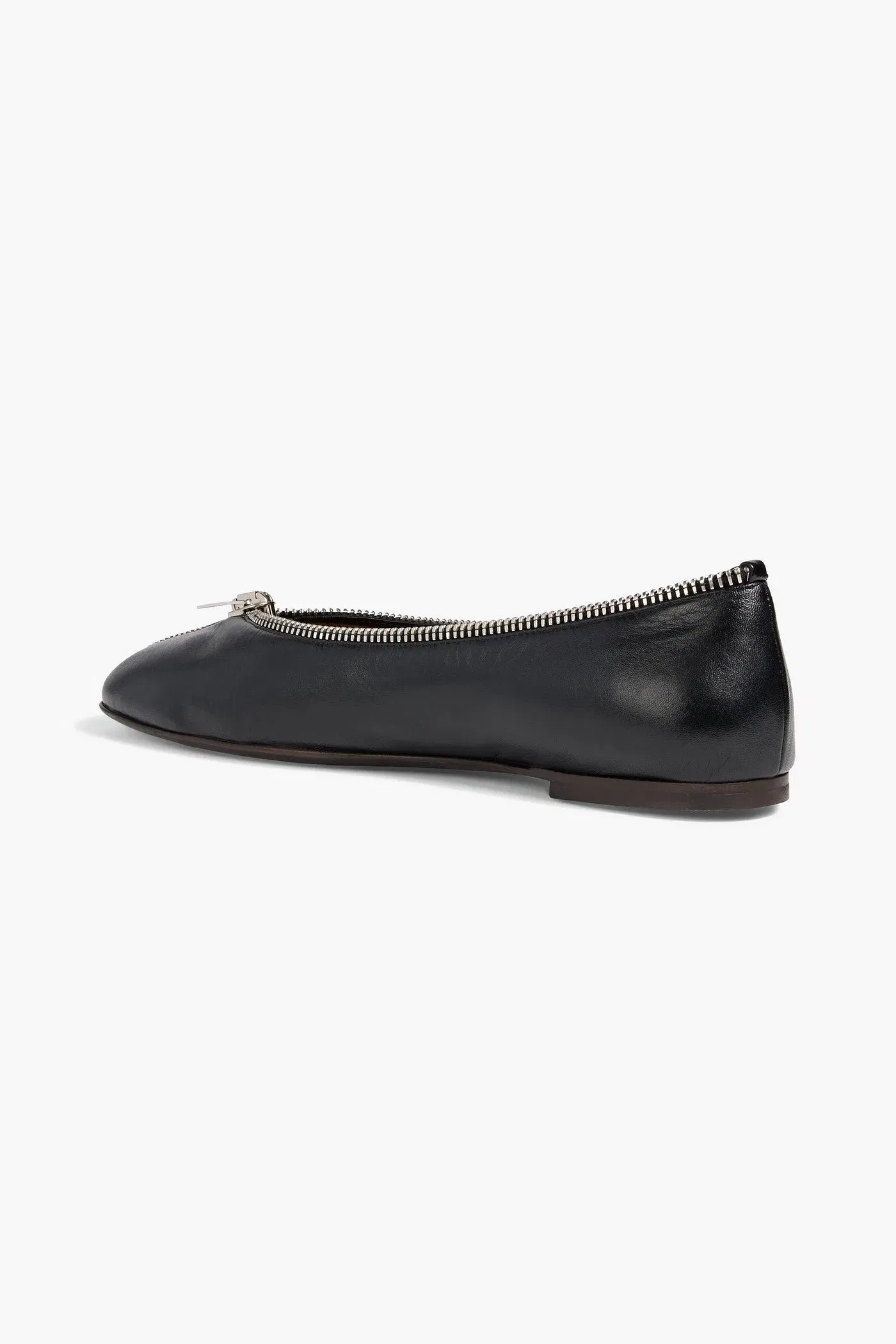 Giuseppe Zanotti Amanda Zip-Detailed Leather Ballet Flats Black Women's