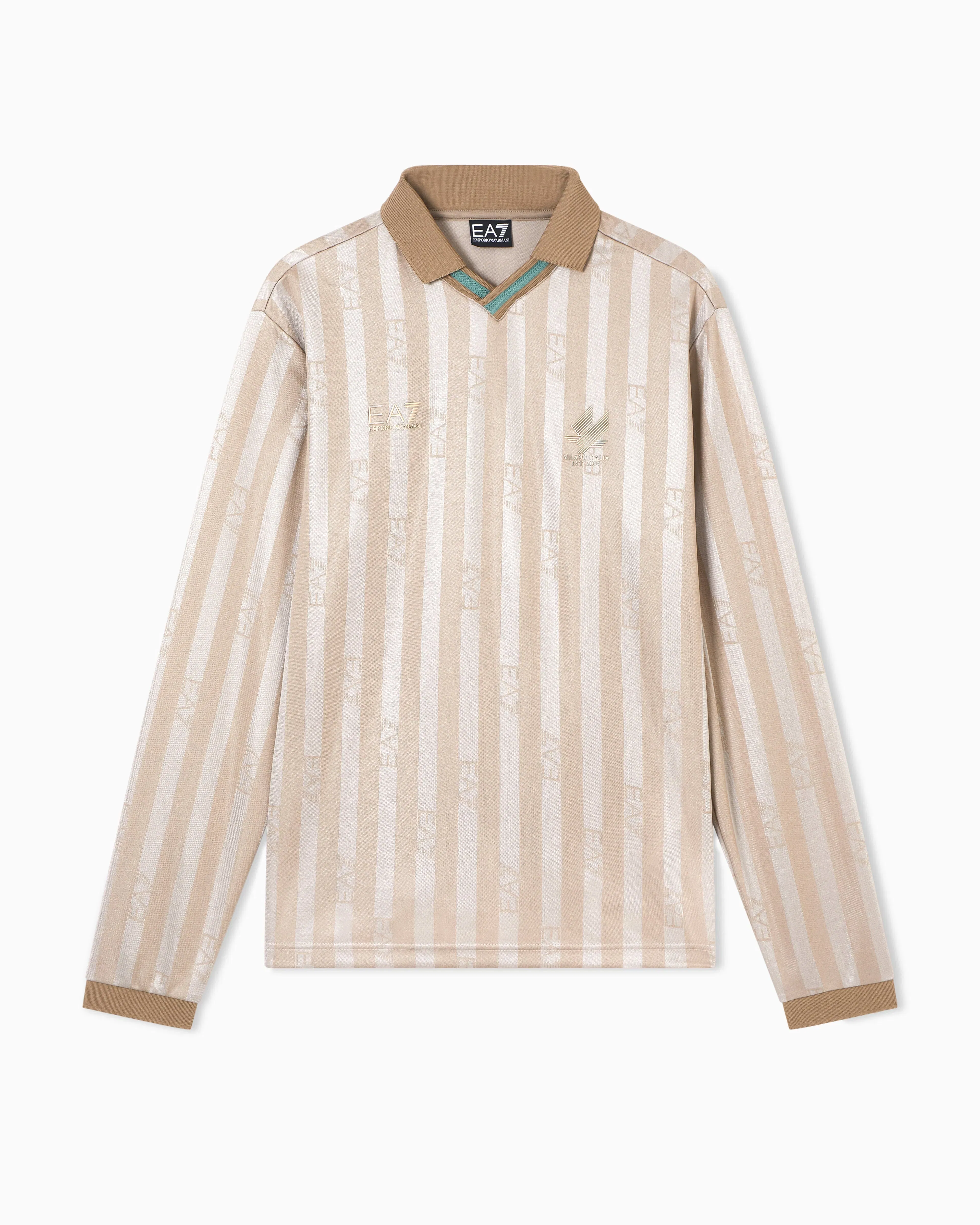EA7 Soccer polo shirt in jacquard technical fabric