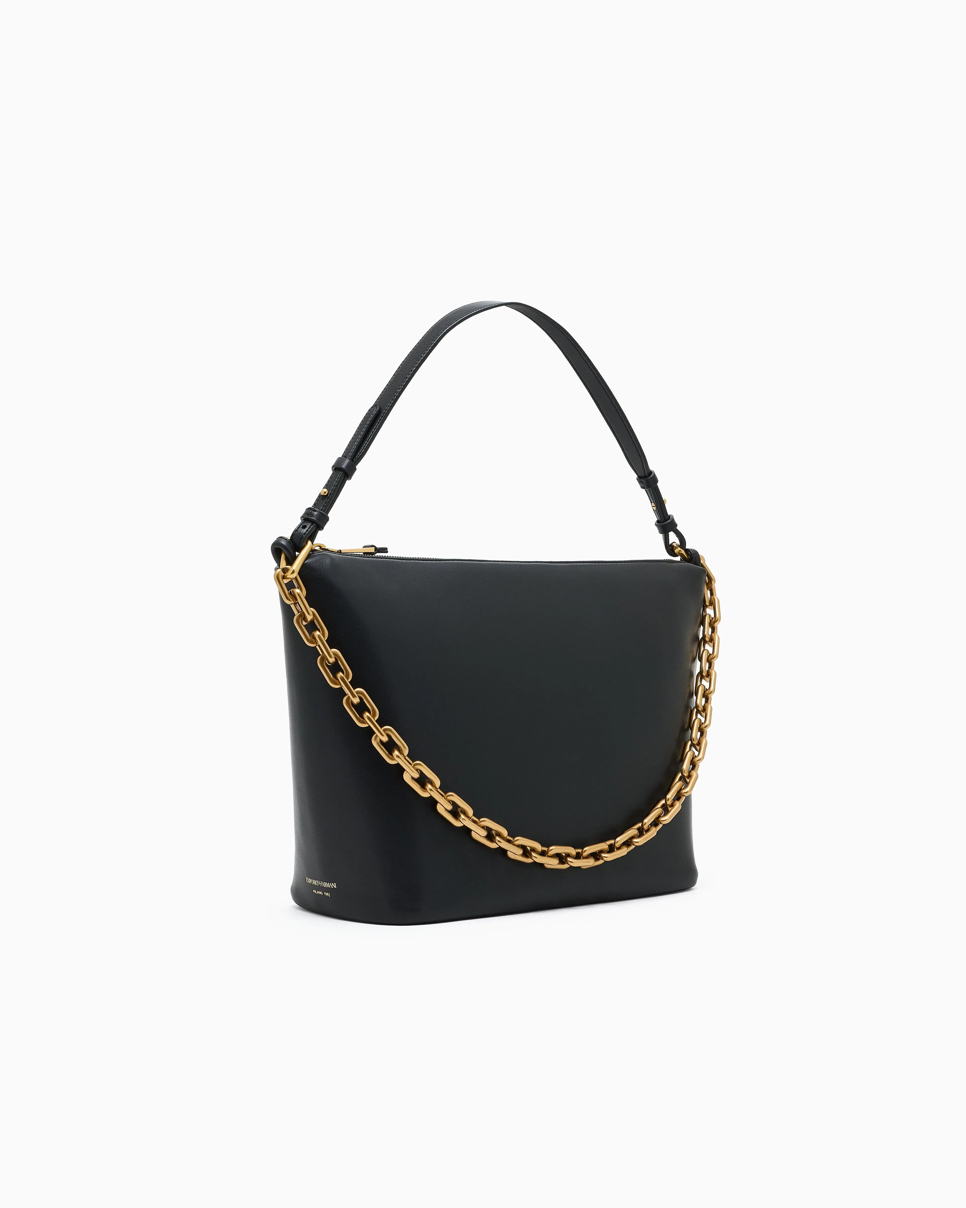 Emporio Armani Medium leather hobo bag with chain