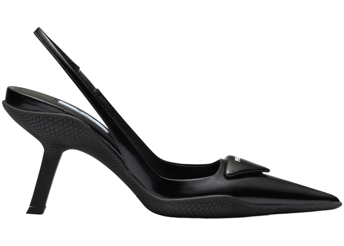 Prada 65Mm Sling-Back Pumps Black Brushed Leather