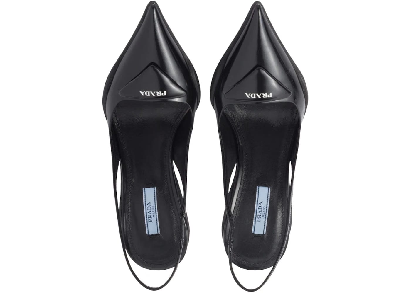 Prada 65Mm Sling-Back Pumps Black Brushed Leather
