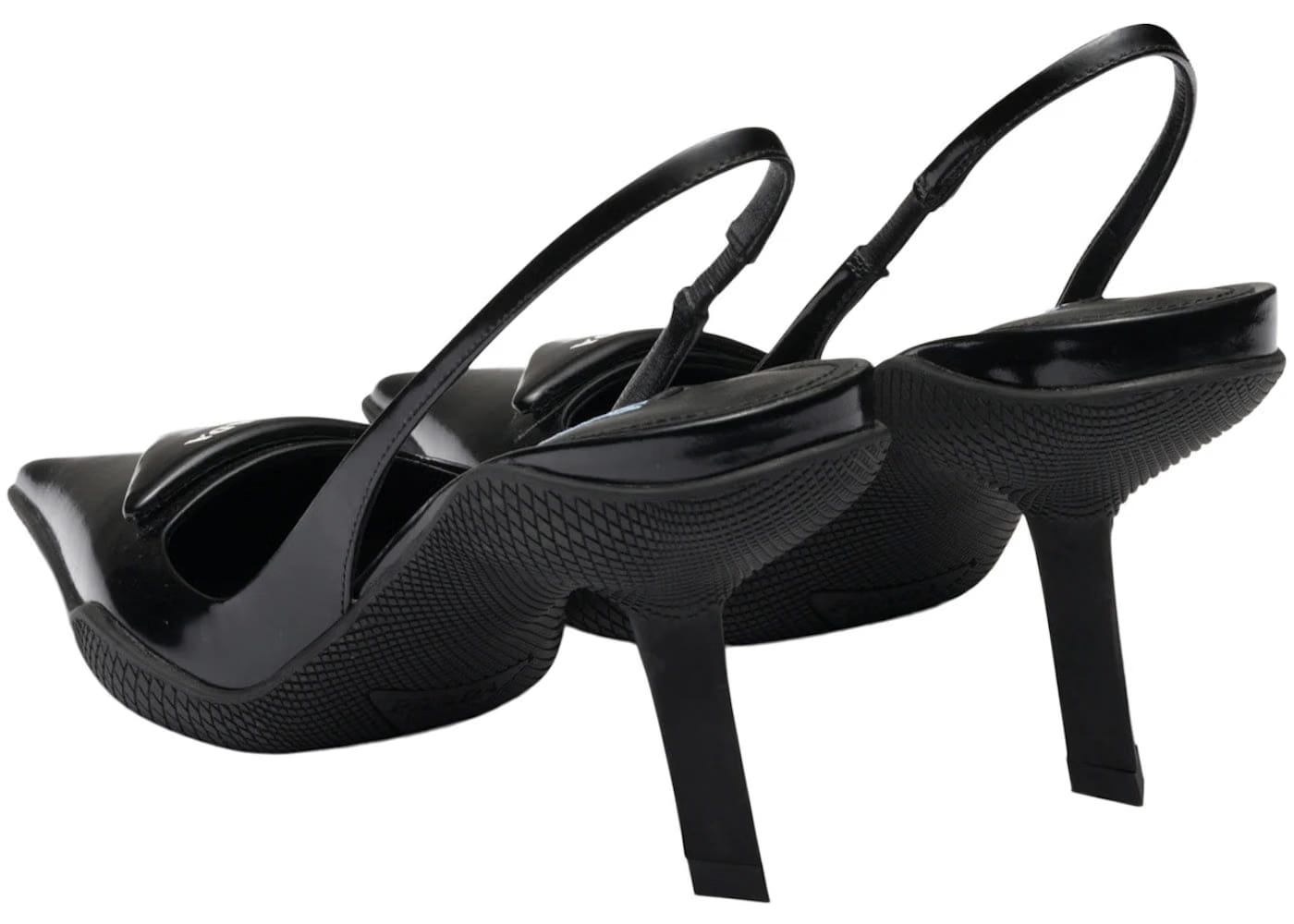 Prada 65Mm Sling-Back Pumps Black Brushed Leather