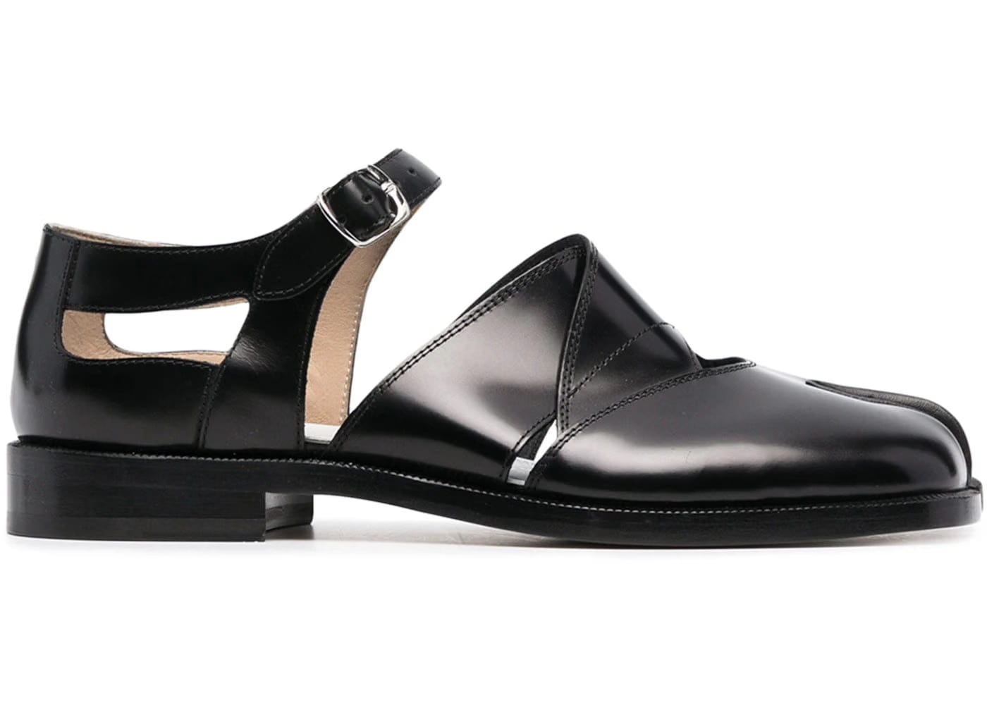 Maison Margiela Tabi Leather Sandals Baptiste Black Womens