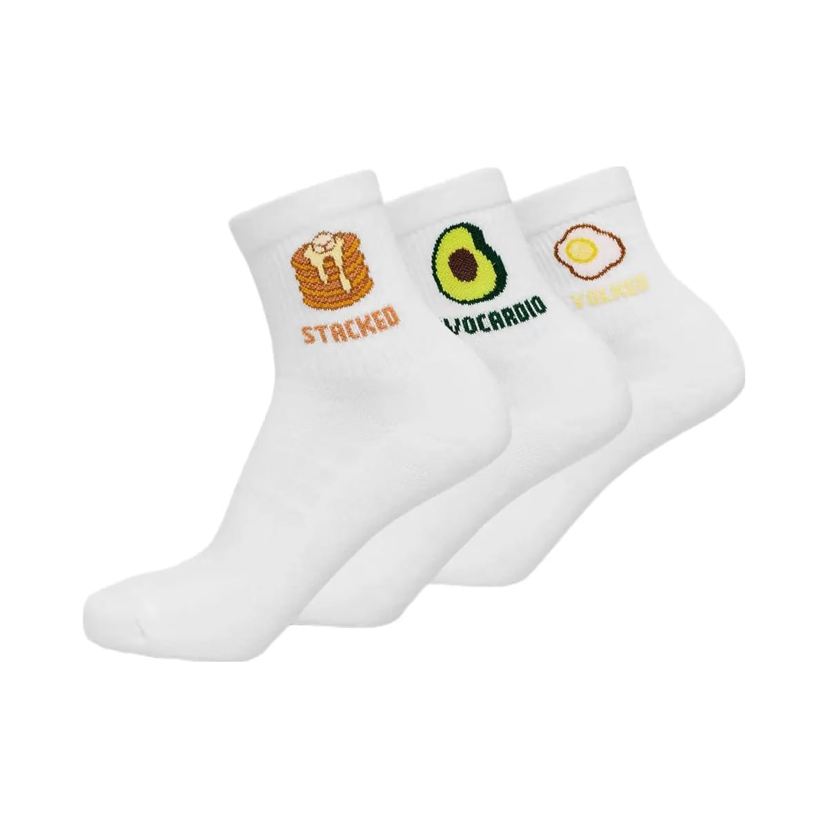 Gymshark Breakfast Graphic Midi Socks 3pk "White"