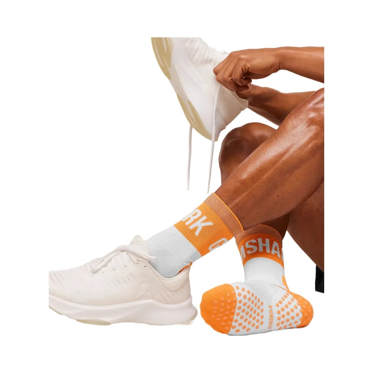 Gymshark Hybrid Training Grip Socks Single "White Dayglow Peach"
