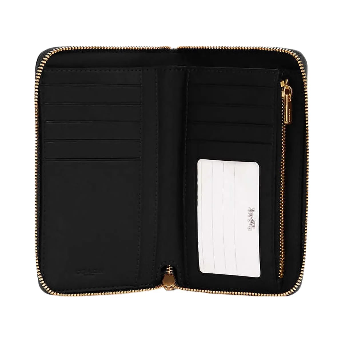 Coach Medium Id Zip Wallet Pebbled Leather-Gold-Black