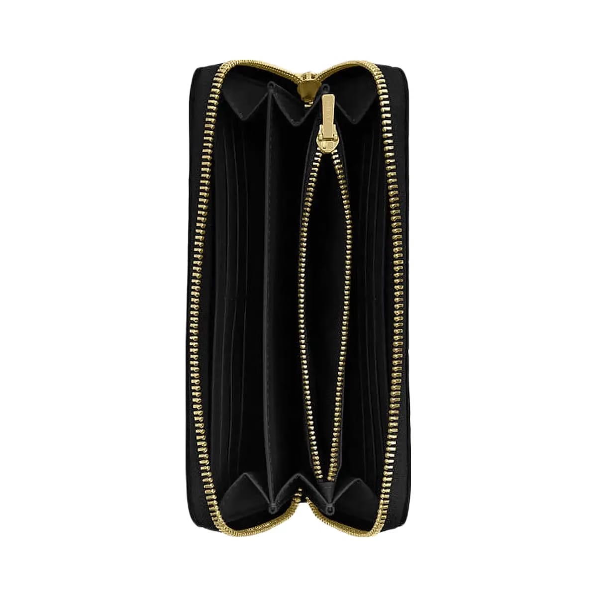 Coach Long Zip Around Wallet In Signature Leather Pebbled Leather-Gold-Black