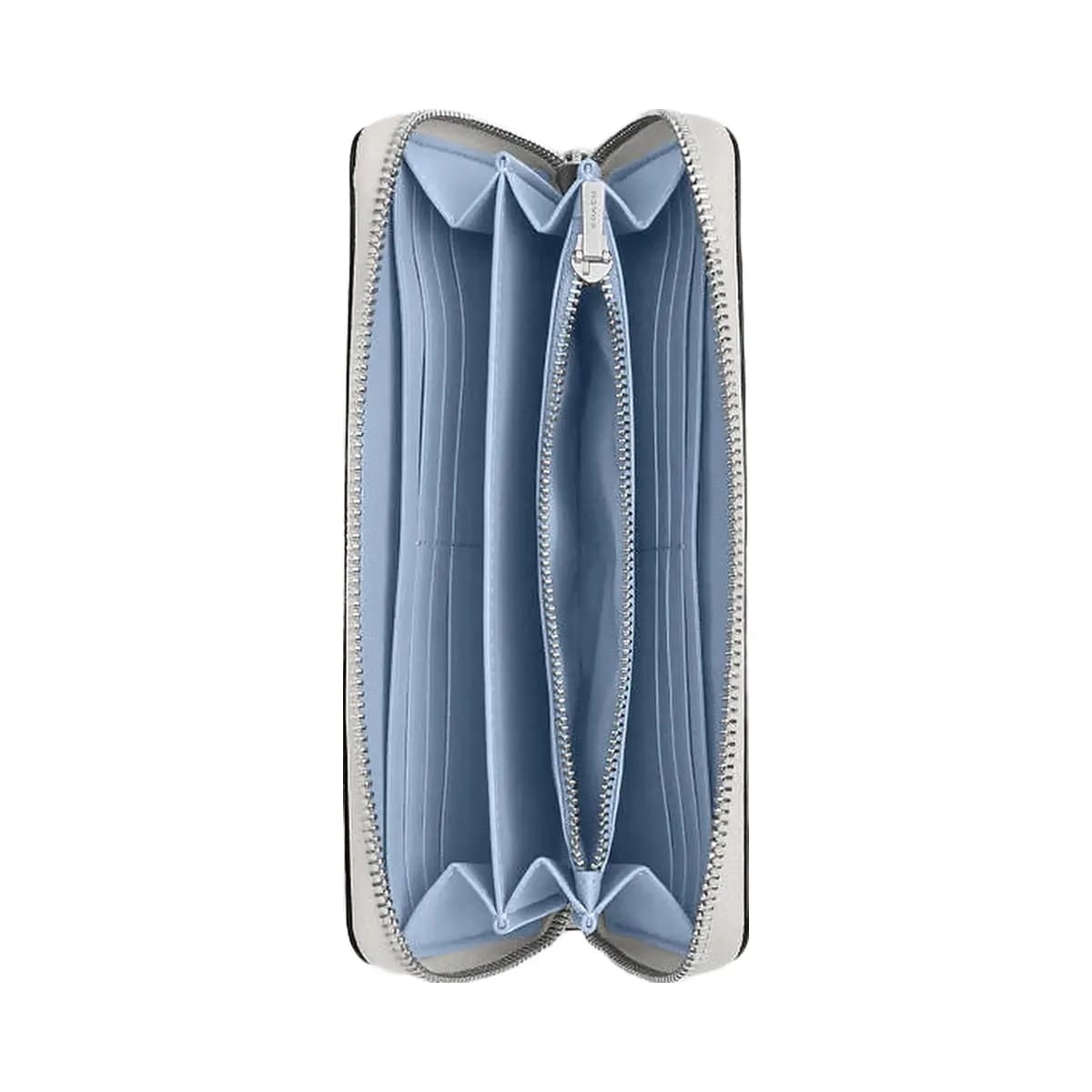 Coach Long Zip Around Wallet In Signature Canvas With Coach Graphic Sv-Chalk-Bluebell