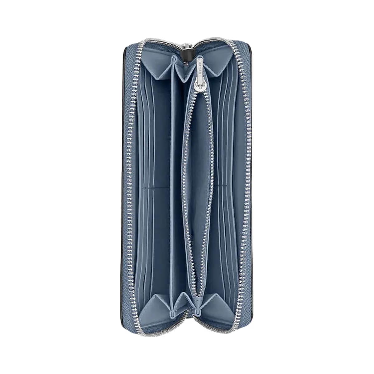 Coach Long Zip Around Wallet In Signature Canvas Signature Canvas-Silver-Chambray