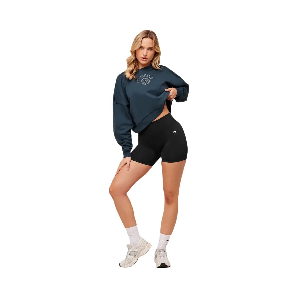 Gymshark Worn Crest Graphic Sweatshirt "GS Stealth Blue"