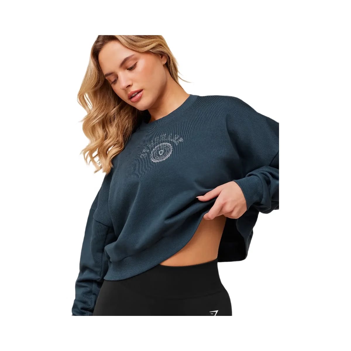 Gymshark Worn Crest Graphic Sweatshirt "GS Stealth Blue"