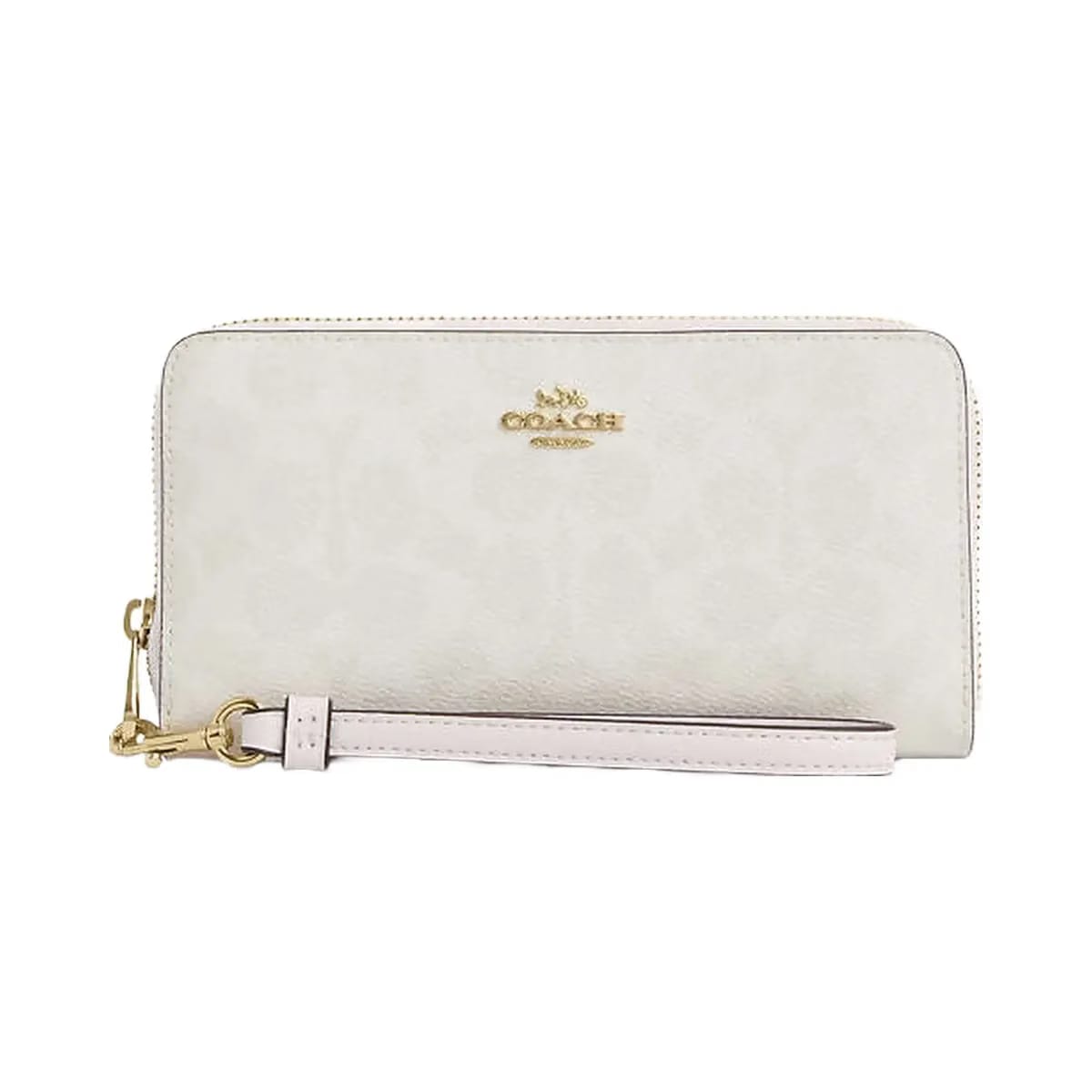 Coach Long Zip Around Wallet In Signature Canvas Signature Canvas-Gold-White-Chalk