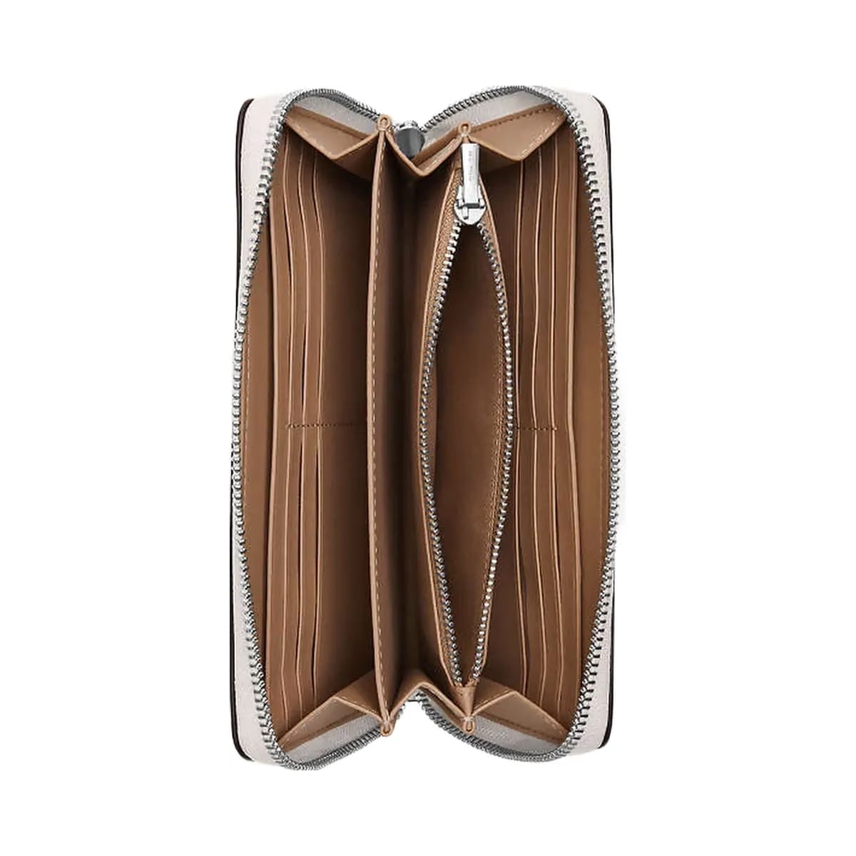 Coach Long Zip Around Wallet Calf Leather-Silver-Chalk