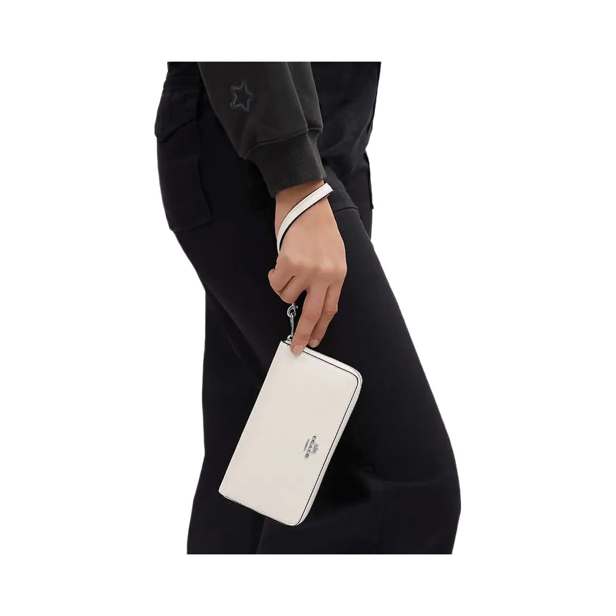 Coach Long Zip Around Wallet Calf Leather-Silver-Chalk